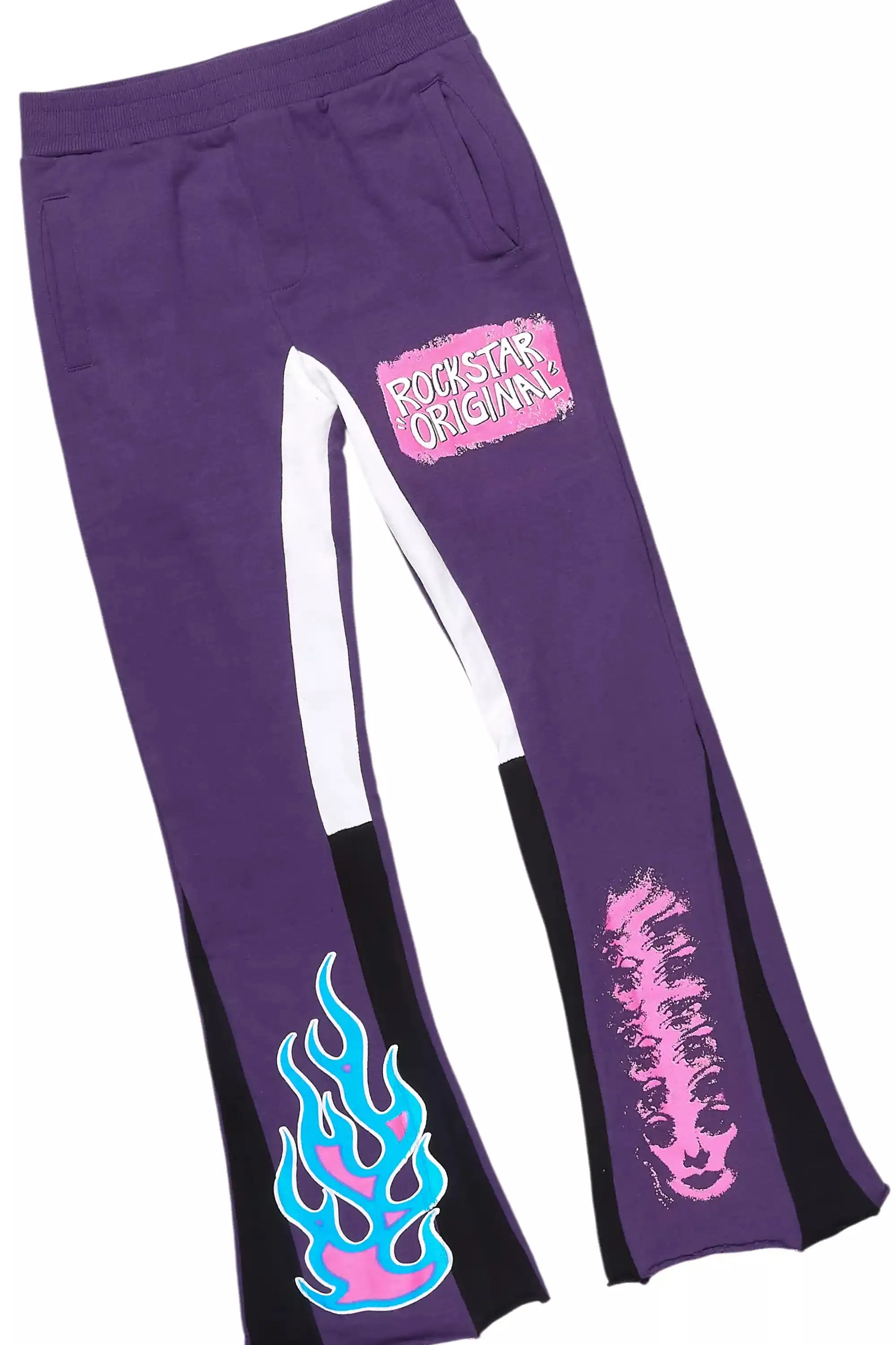 Girls Bridgette Purple/Pink Hoodie Stacked Flare Track Set sold by Rockstar Original product image thumbnail 3