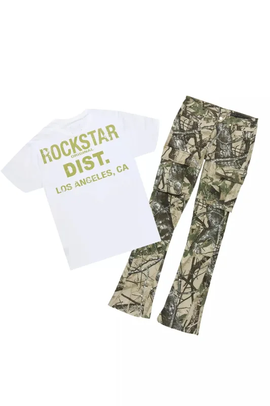 Lake White T-Shirt/Stacked Flare Jean Bundle sold by Rockstar Original