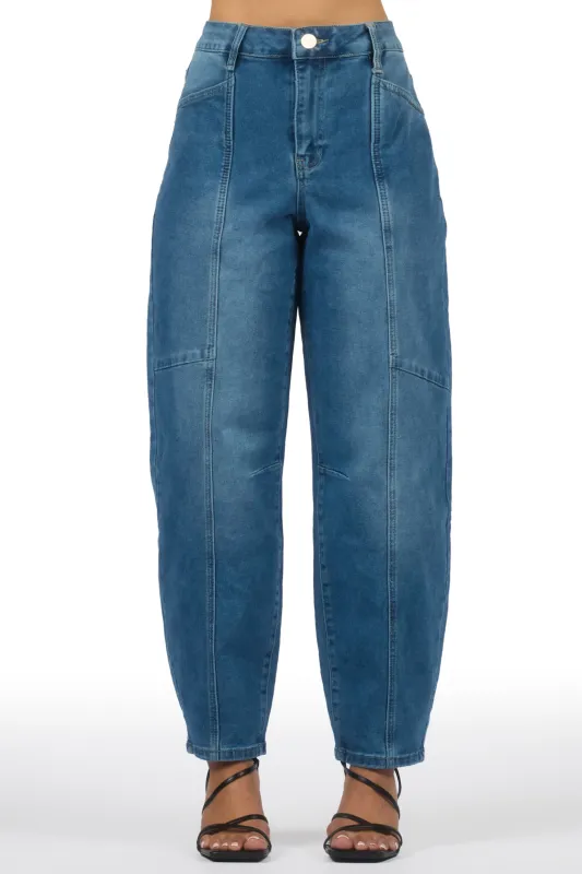 Shavila Med. Wash Seamed Barrel Baggy Jean sold by Rockstar Original