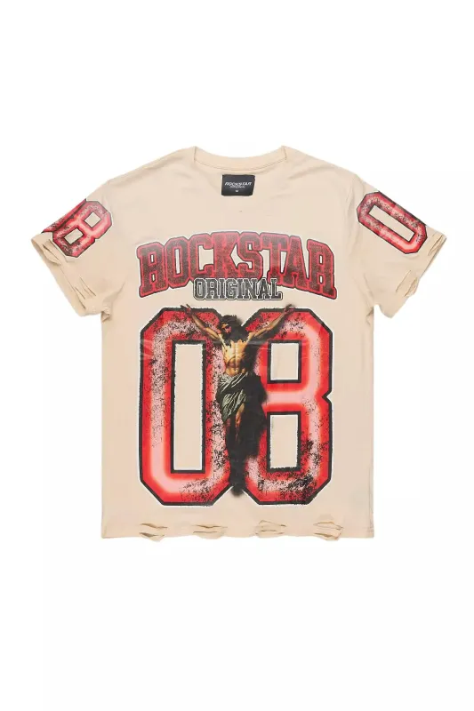 Fields Beige Oversized Graphic T-Shirt sold by Rockstar Original