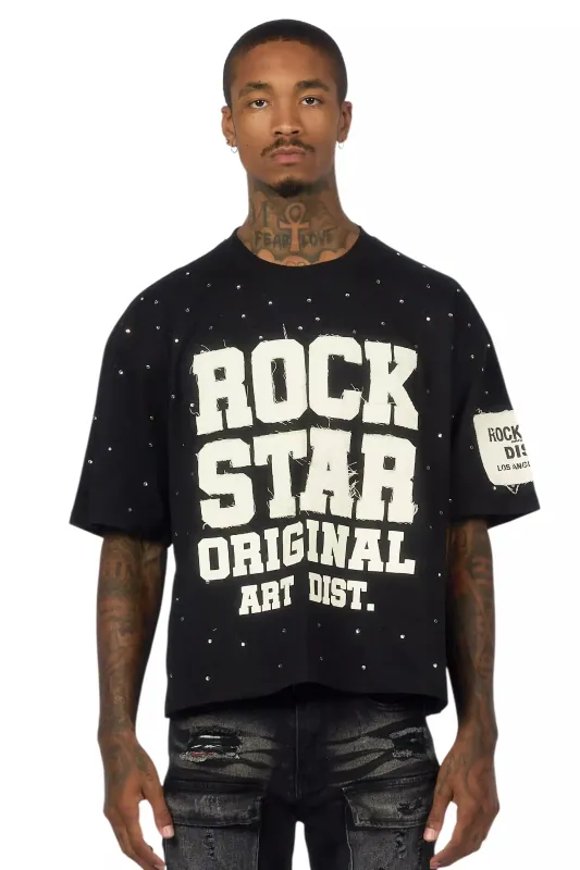 Yulian Black Boxy Crop T-Shirt sold by Rockstar Original