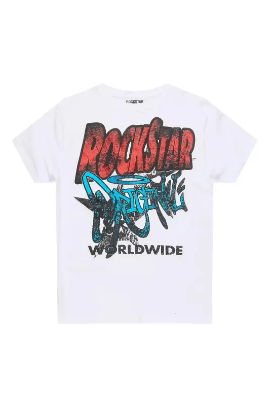 Boys Kait White/Red Graphic T-Shirt sold by Rockstar Original