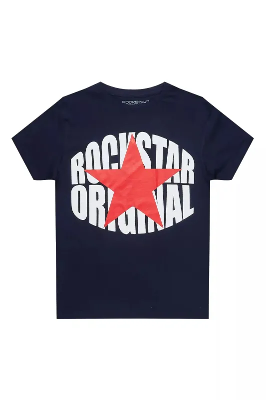 Boys Ezra 2.0 Navy/Red Graphic T-Shirt sold by Rockstar Original