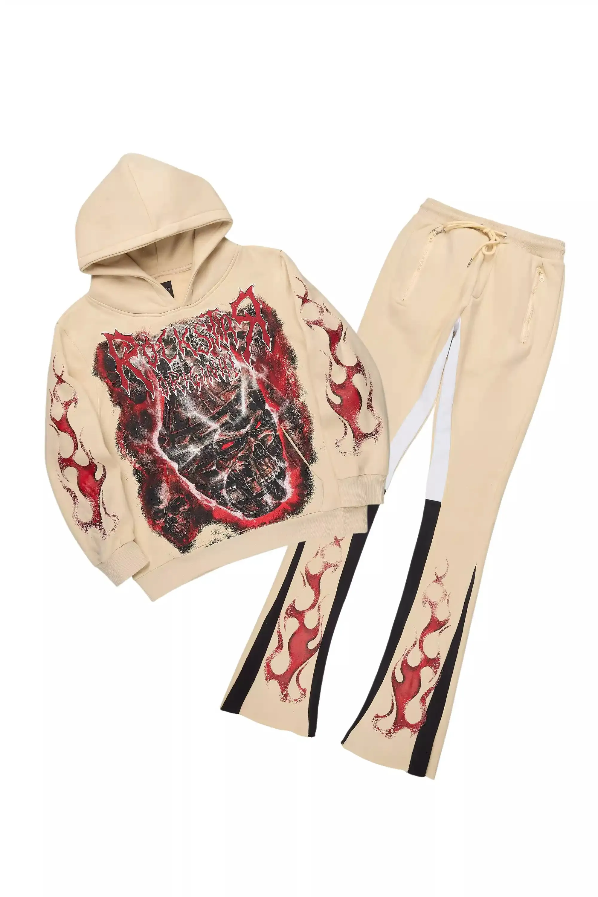 Torrez Beige/Red Hoodie/Stacked Track Set sold by Rockstar Original