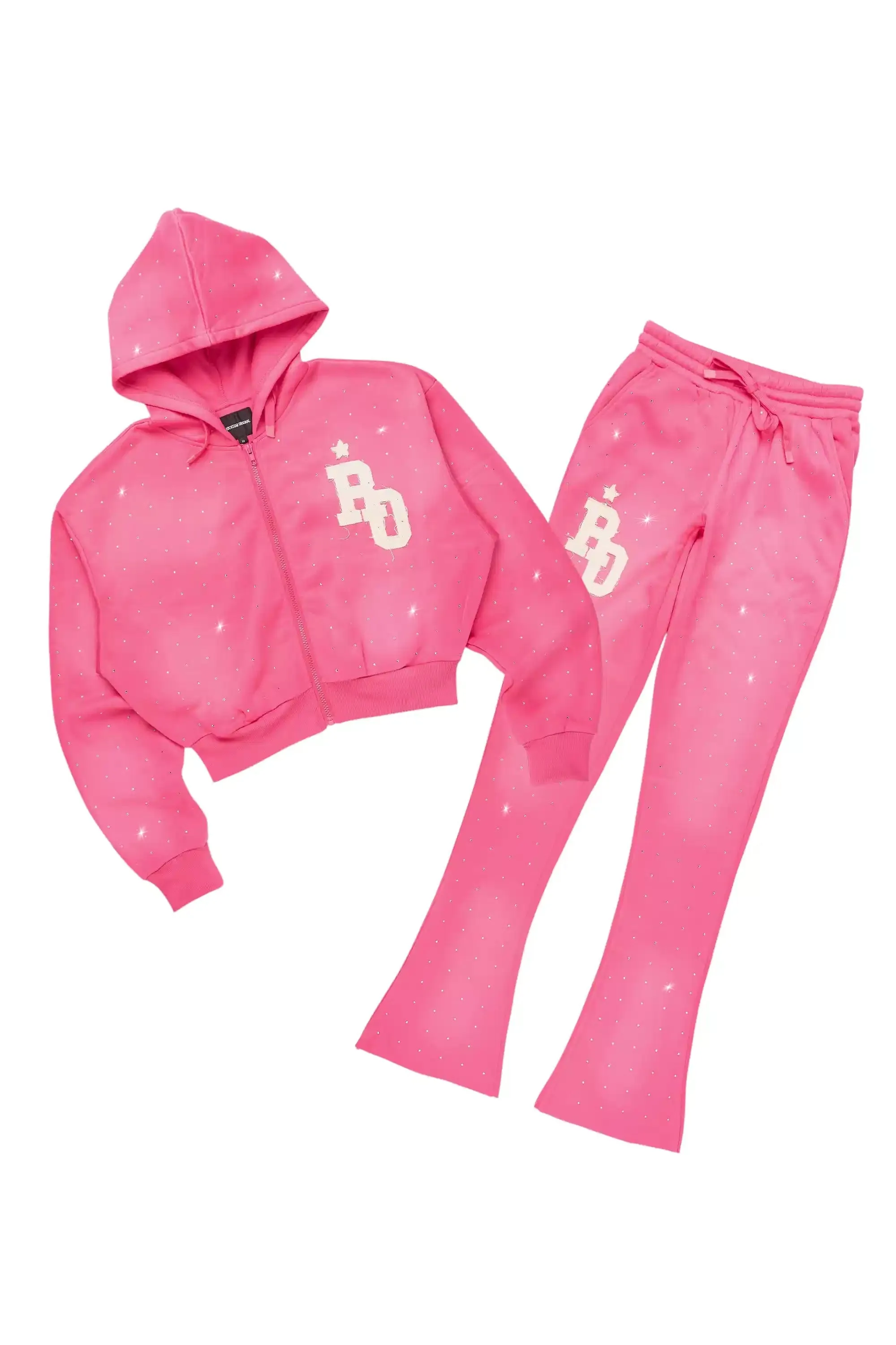 Tyona Pink Rhinestone Stacked Flare Track Set sold by Rockstar Original product image thumbnail 2