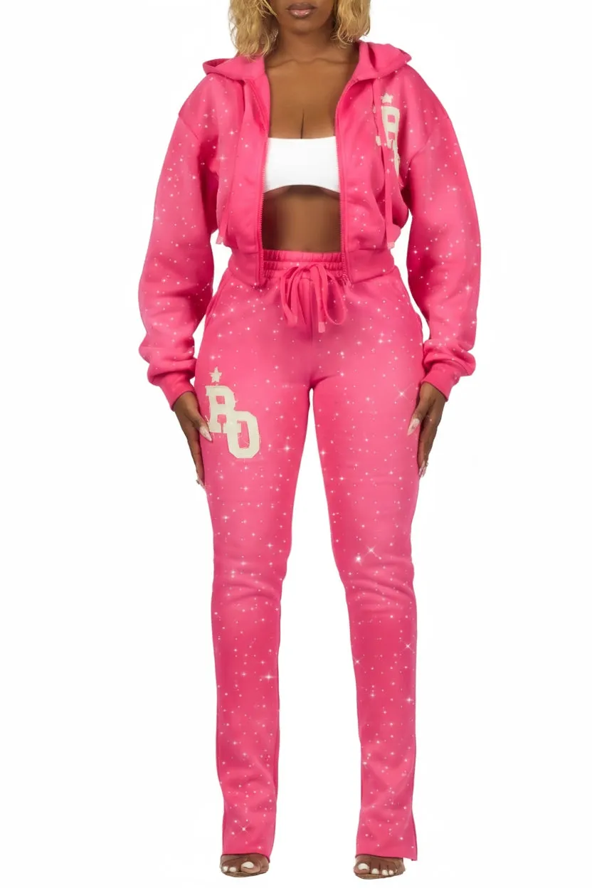 Tyona Pink Rhinestone Stacked Flare Track Set sold by Rockstar Original product image thumbnail 5