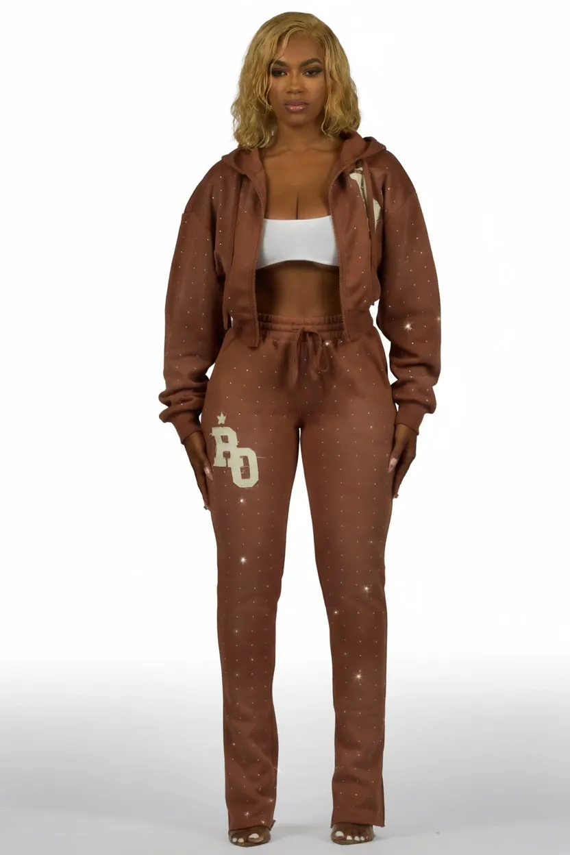 Tyona Mocha Rhinestone Stacked Flare Track Set sold by Rockstar Original