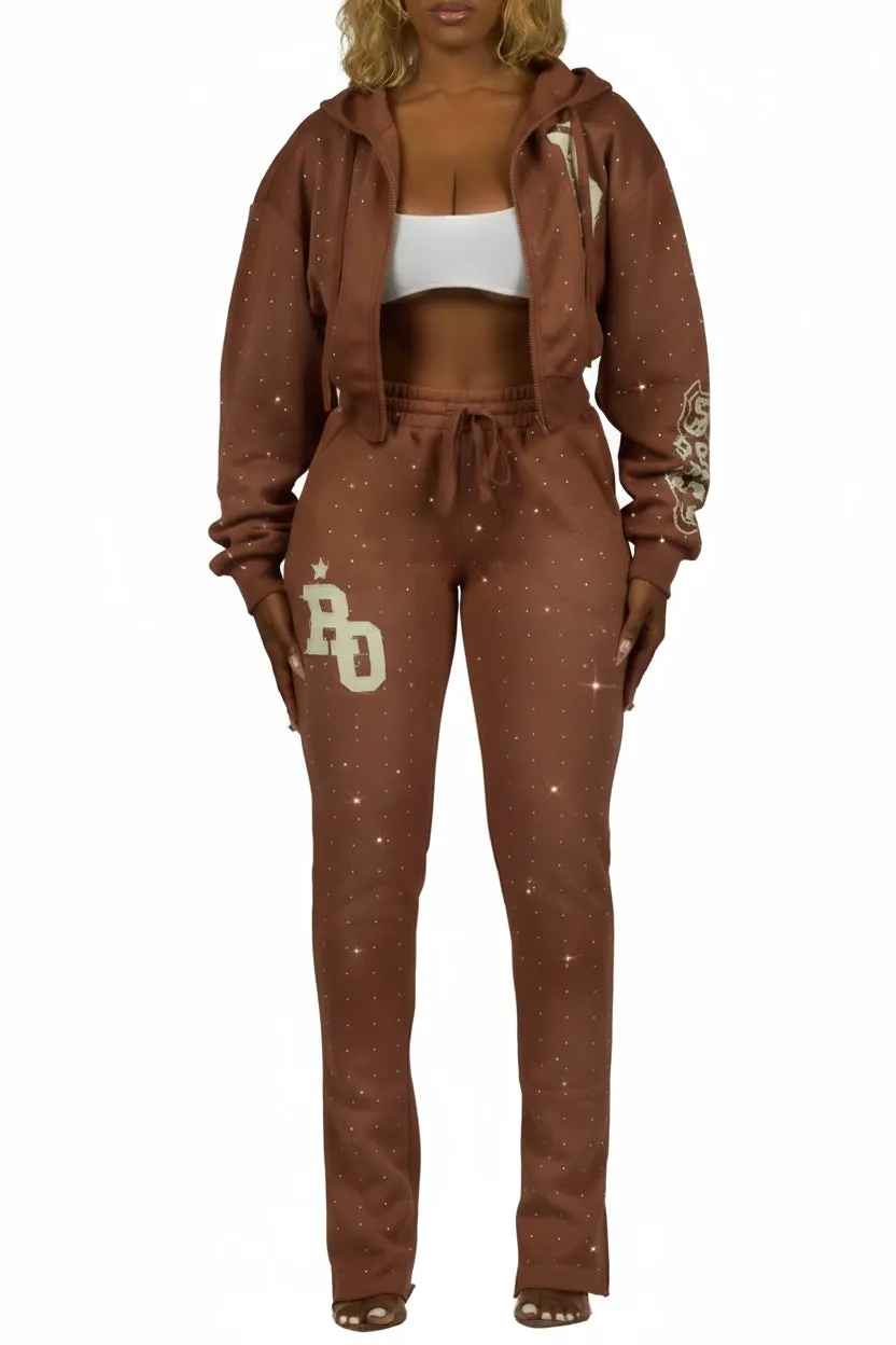 Tyona Mocha Rhinestone Stacked Flare Track Set sold by Rockstar Original product image thumbnail 5