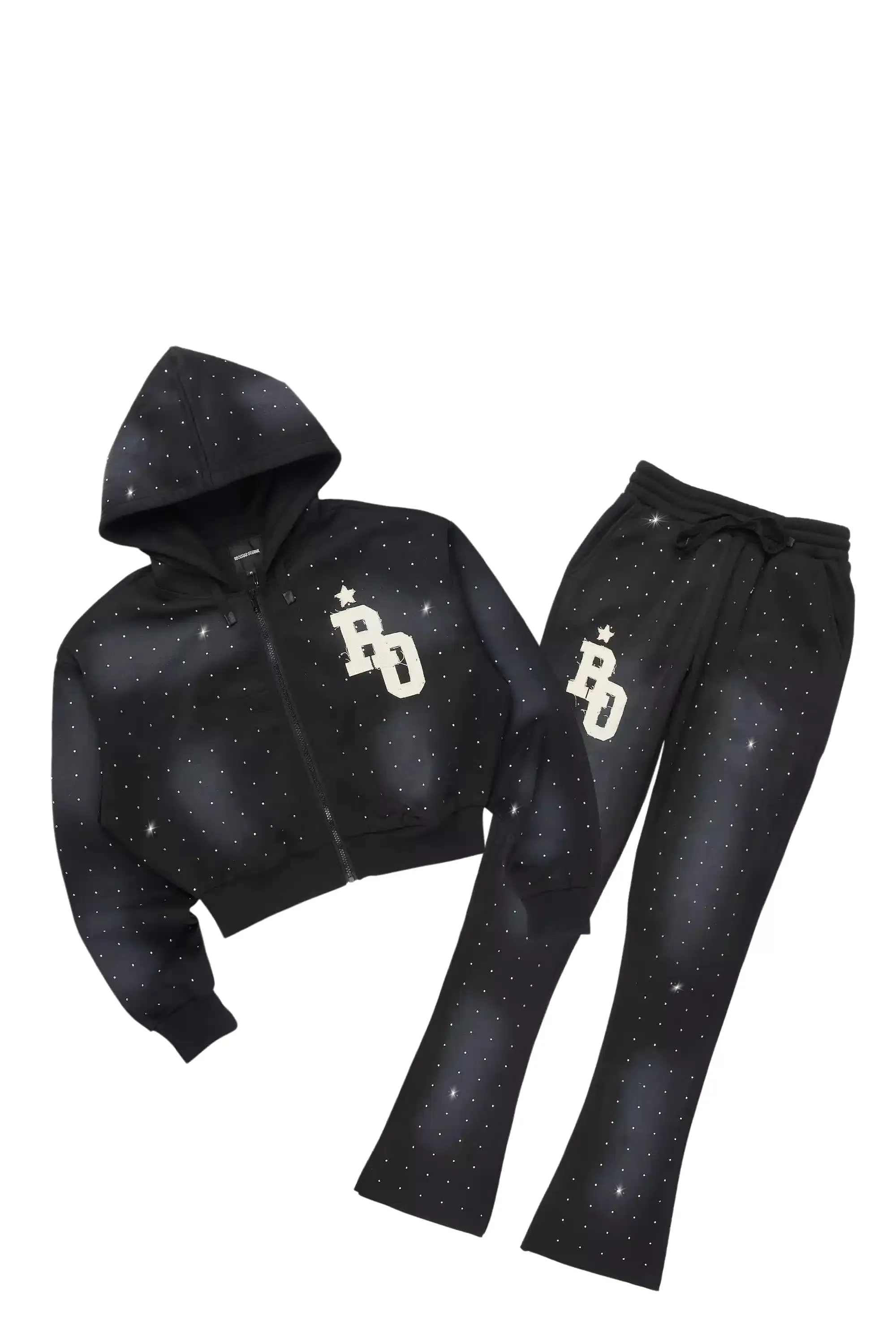 Tyona Black Rhinestone Stacked Flare Track Set sold by Rockstar Original product image thumbnail 2