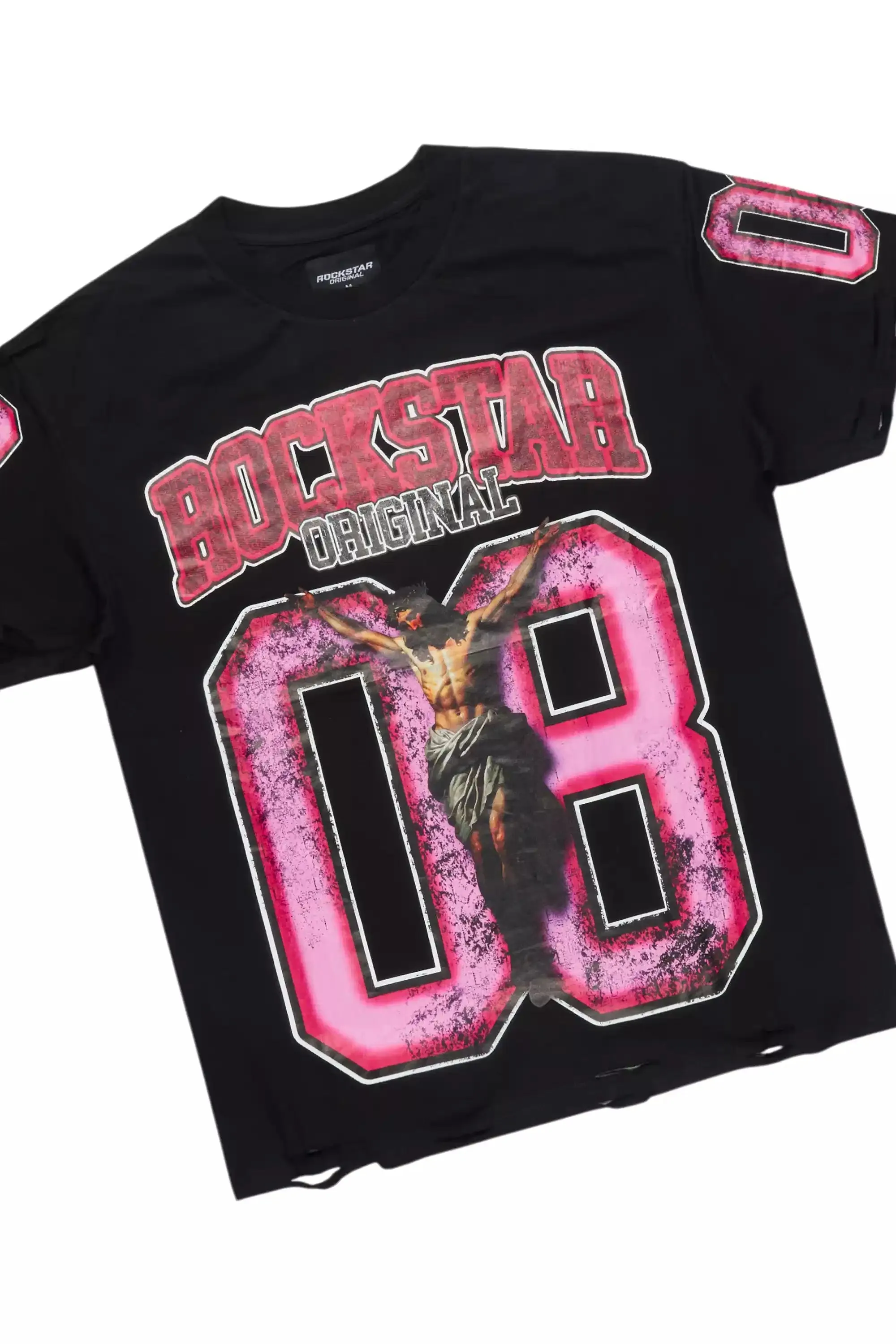 Fields Black Oversized Graphic T-Shirt/Painted Stacked Flare Jean sold by Rockstar Original product image thumbnail 2