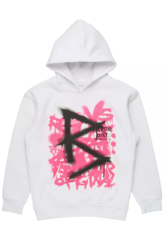 Girls Nahomy White/Pink Graphic Hoodie sold by Rockstar Original