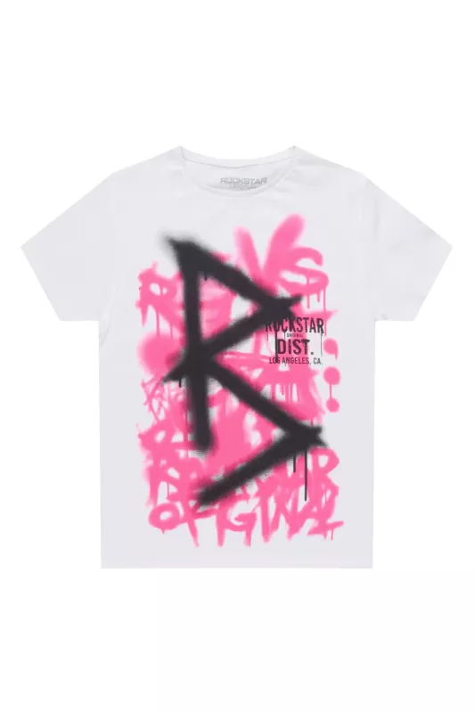 Girls Nahomy White Graphic T-Shirt sold by Rockstar Original