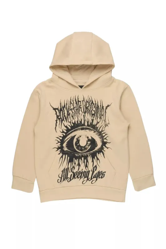 Boys All Seeing Eyes Beige/Black Graphic Hoodie sold by Rockstar Original