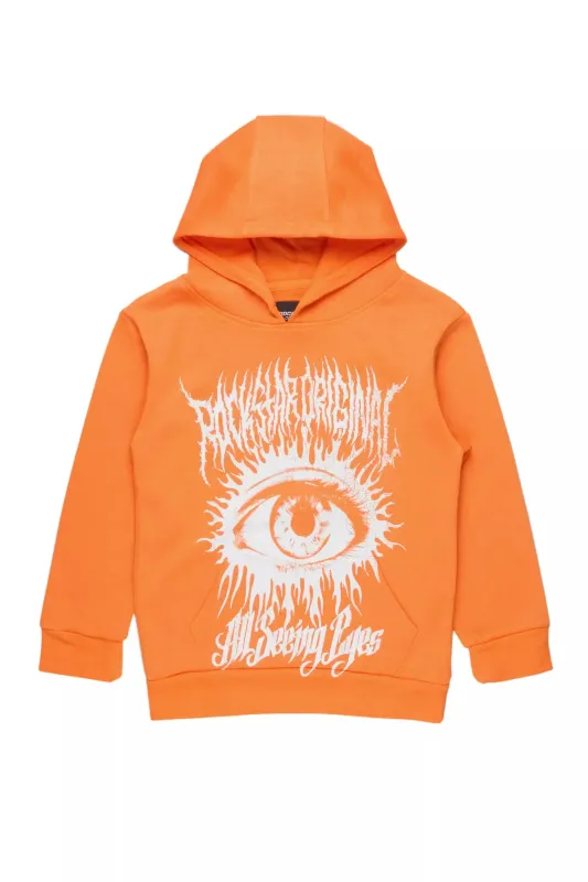 Boys All Seeing Eyes Orange/White Graphic Hoodie sold by Rockstar Original