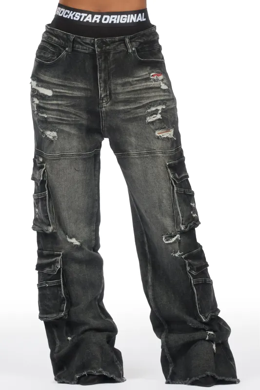 Taite Black Wash Baggy Cargo Jean sold by Rockstar Original