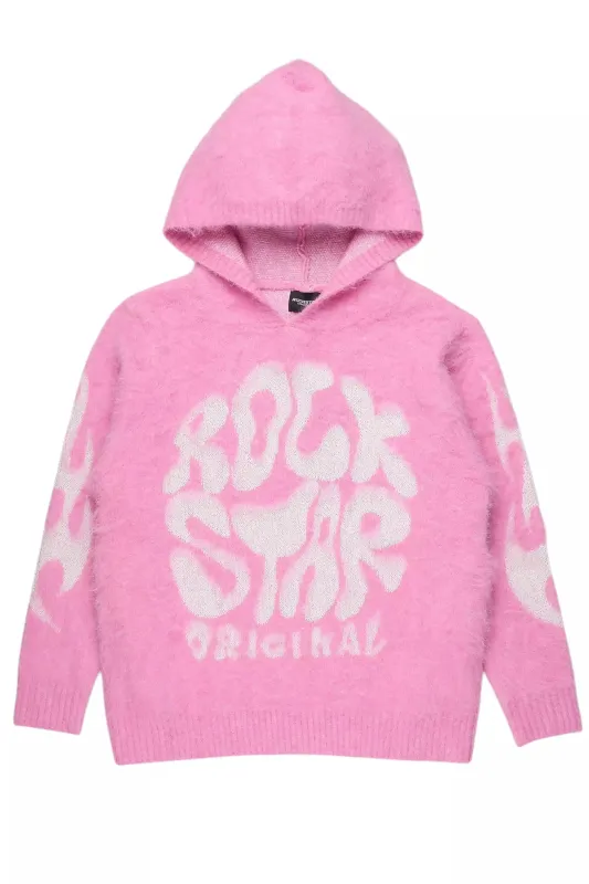 Akeya Pink Graphic Knit Hoodie sold by Rockstar Original