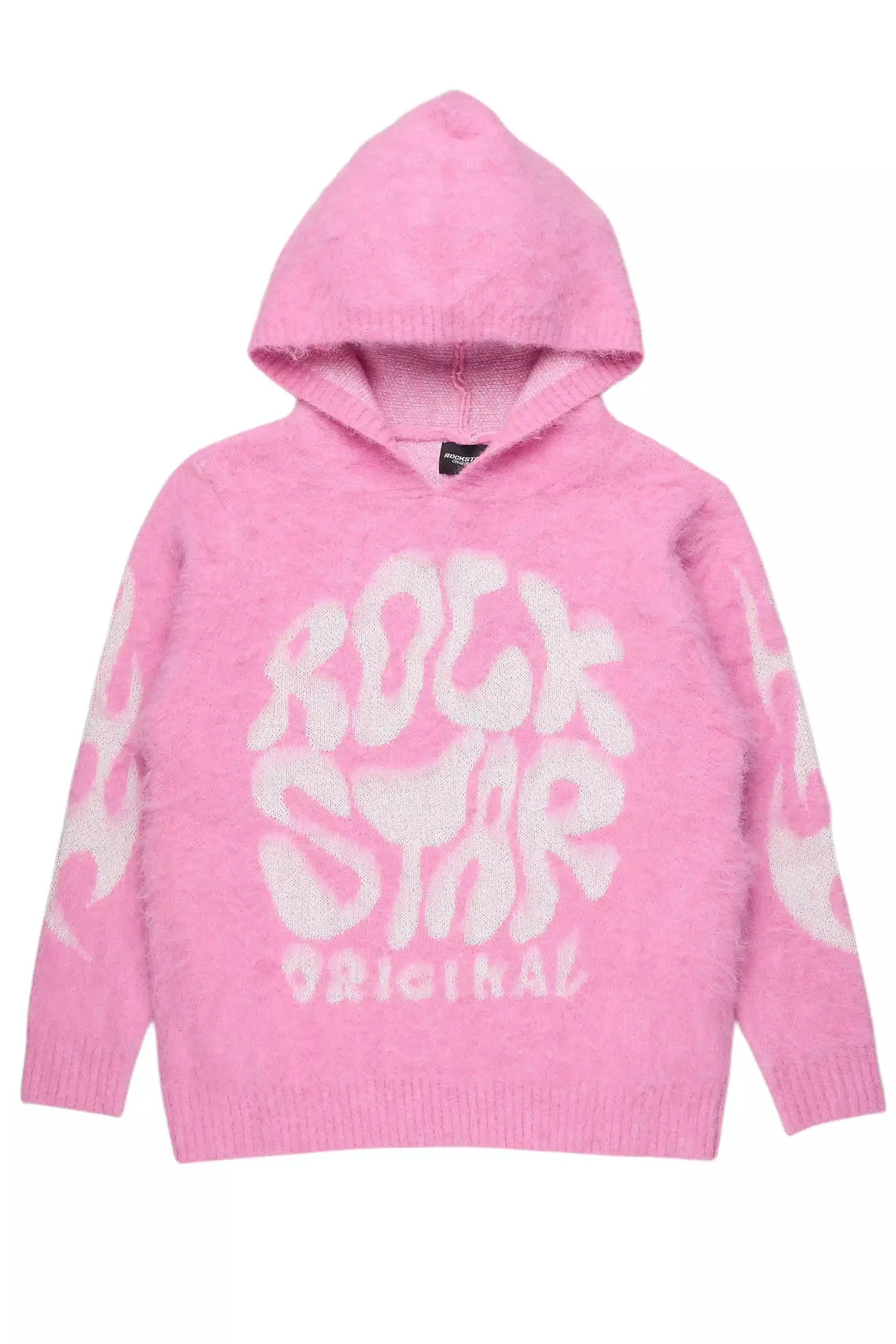 Akeya Pink Graphic Knit Hoodie sold by Rockstar Original