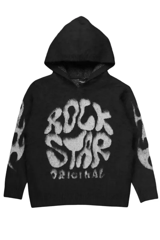 Akeya Black Graphic Knit Hoodie sold by Rockstar Original