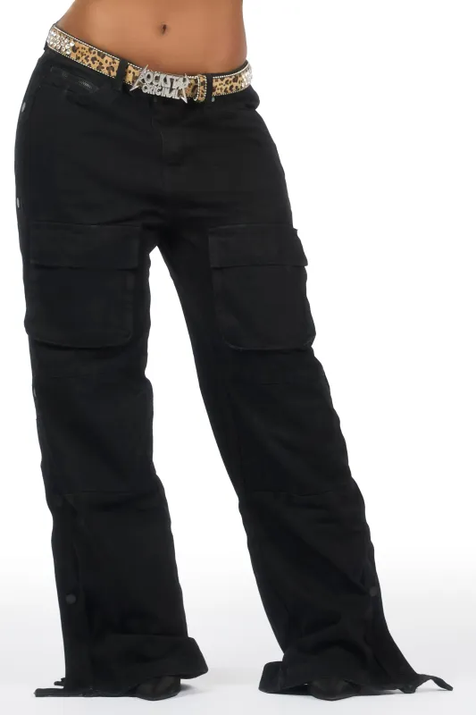 Jinnette Black Baggy Fit Snap Jean sold by Rockstar Original