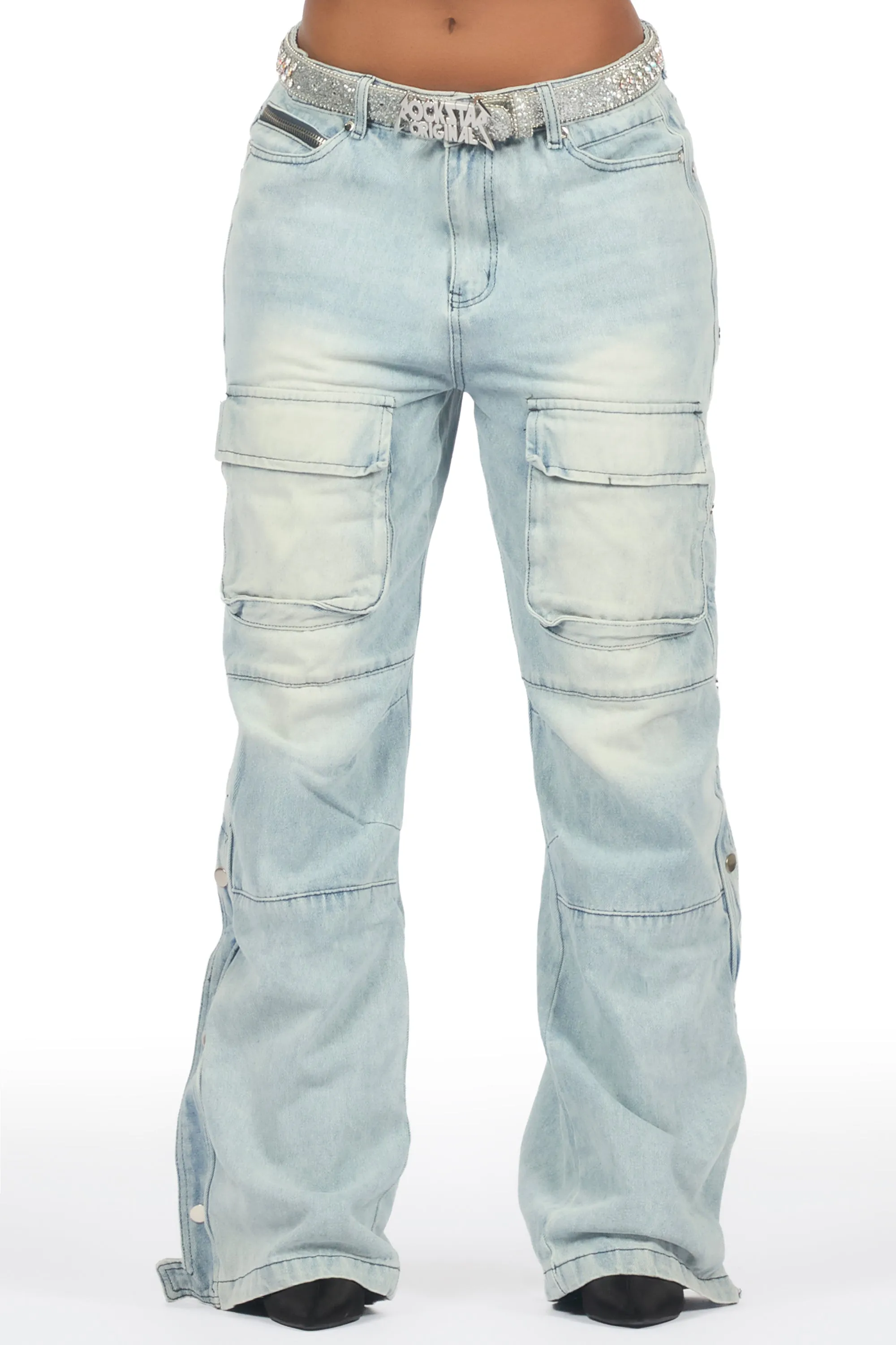 Jinnette Light Wash Baggy Fit Snap Jean sold by Rockstar Original product image thumbnail 3