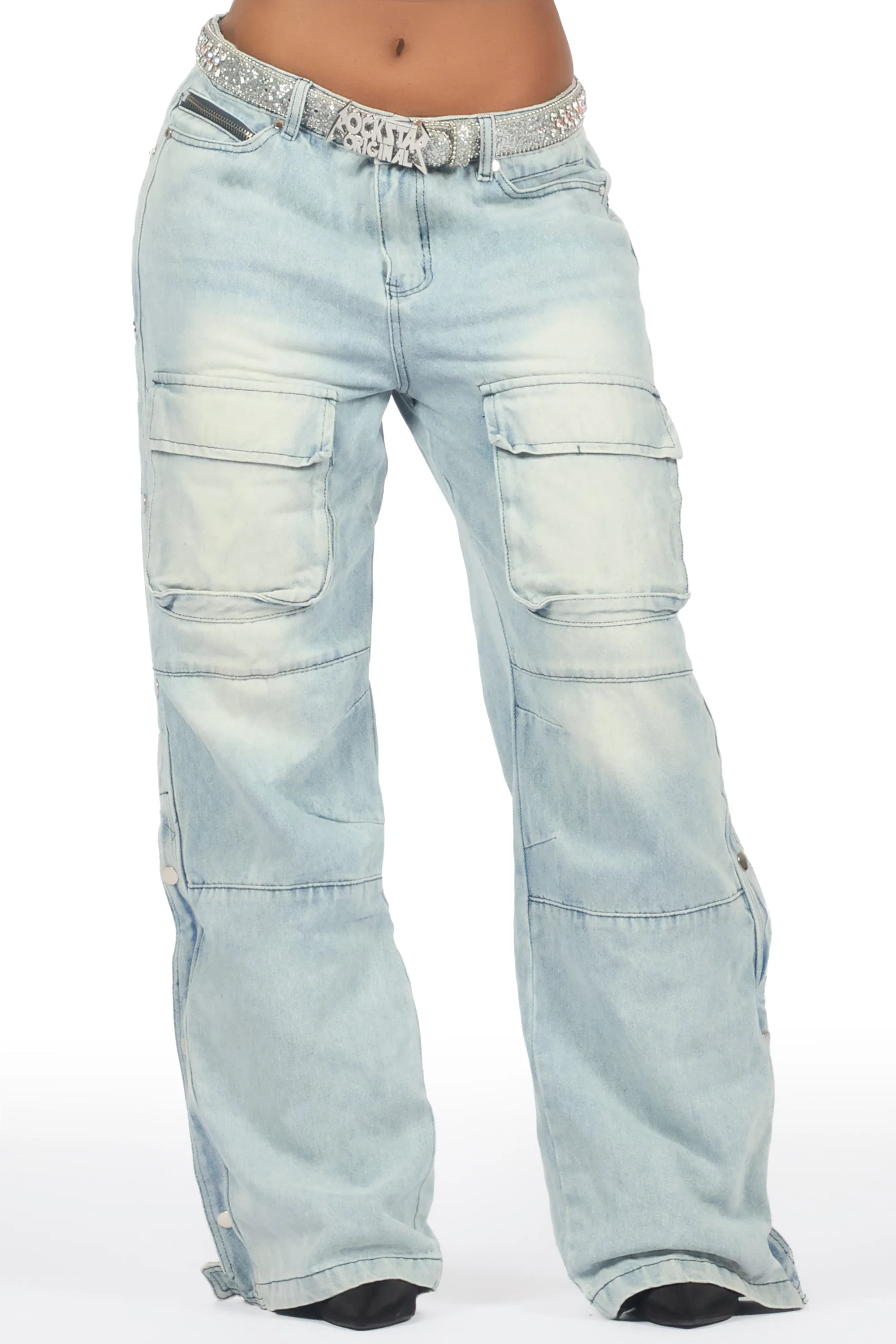 Jinnette Light Wash Baggy Fit Snap Jean sold by Rockstar Original