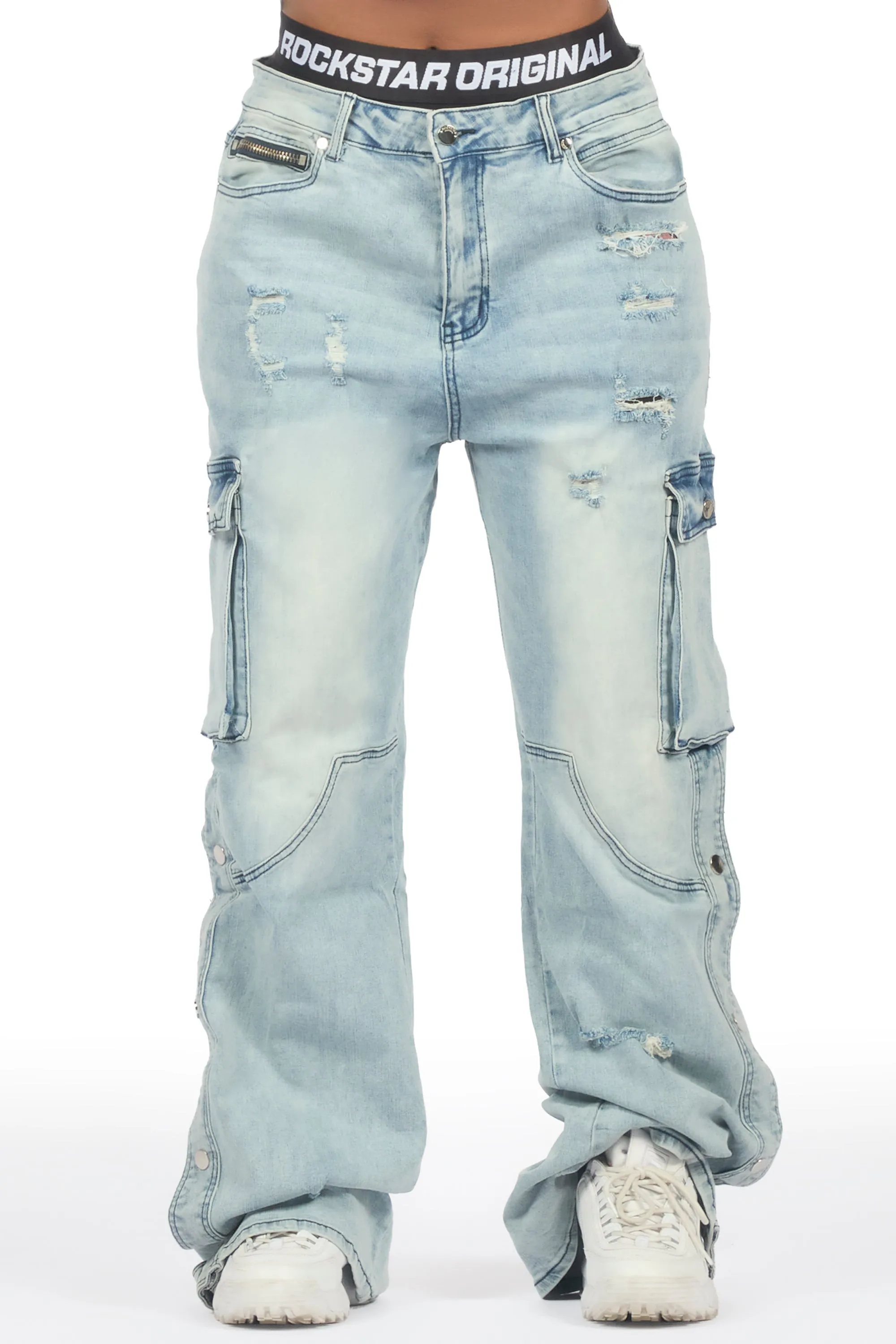 Sharita Light Wash Baggy Fit Snap Jean sold by Rockstar Original product image thumbnail 3