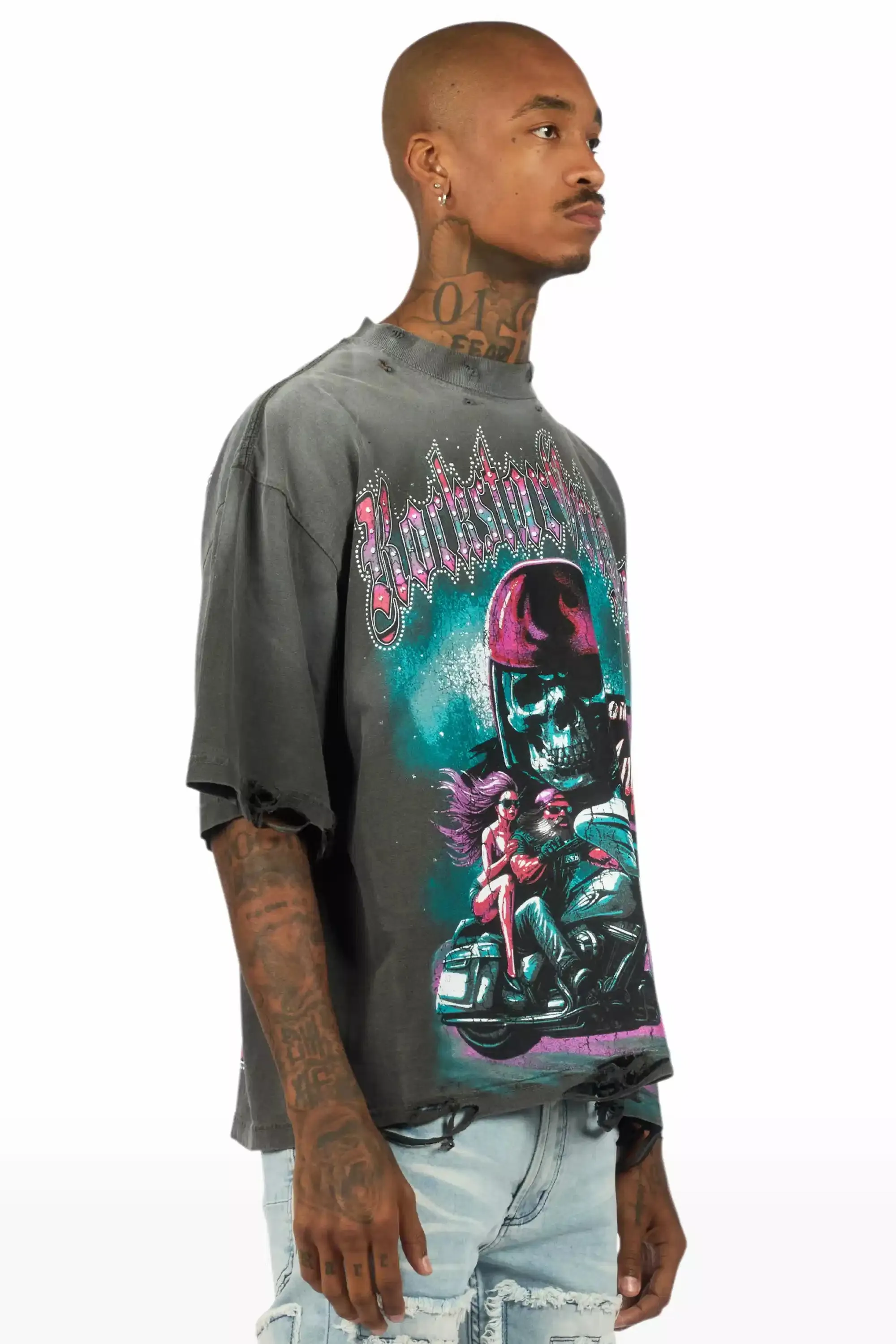 Reece Charcoal/Multi Oversized Graphic T-Shirt sold by Rockstar Original product image thumbnail 3