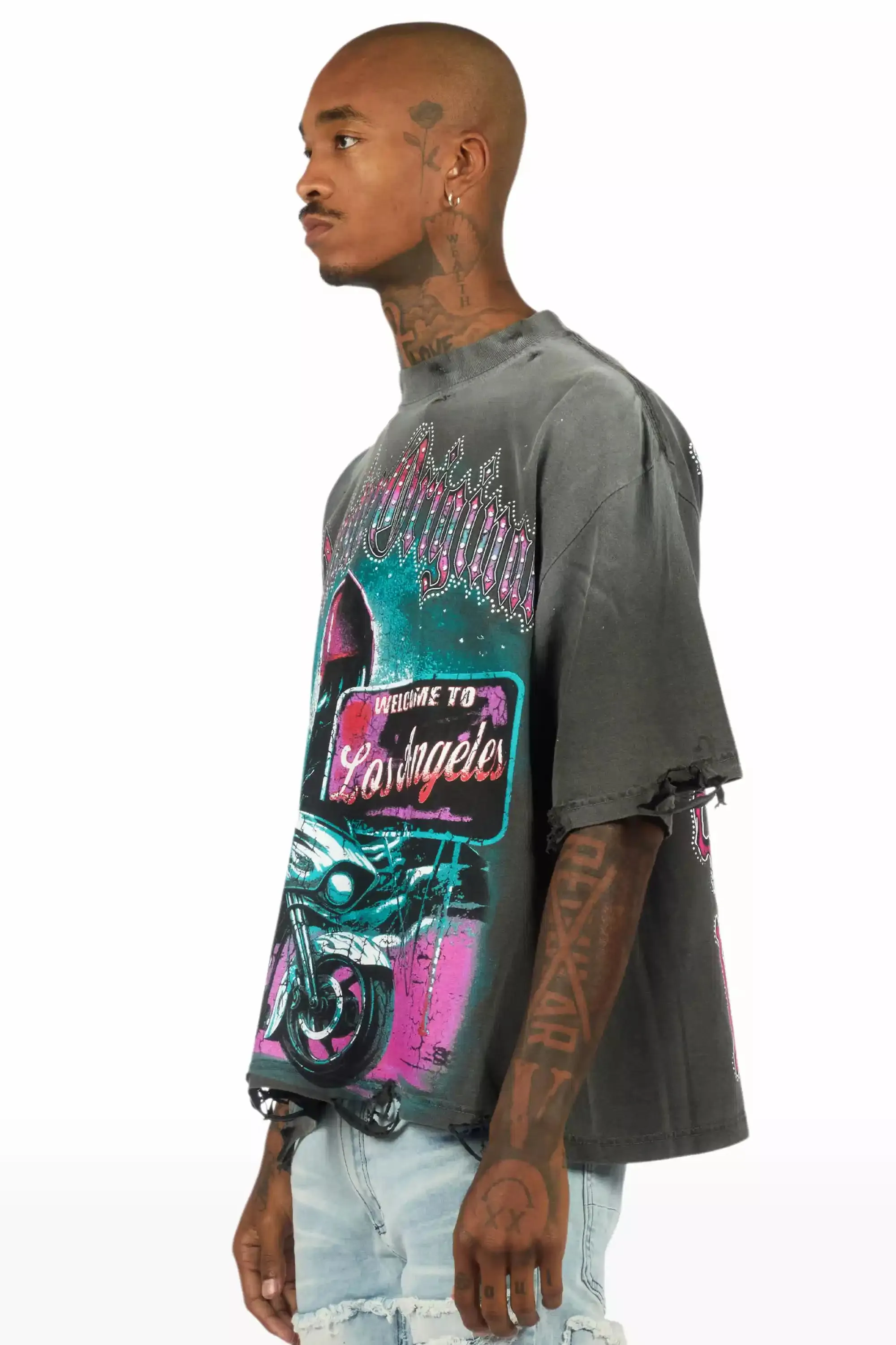 Reece Charcoal/Multi Oversized Graphic T-Shirt sold by Rockstar Original product image thumbnail 4
