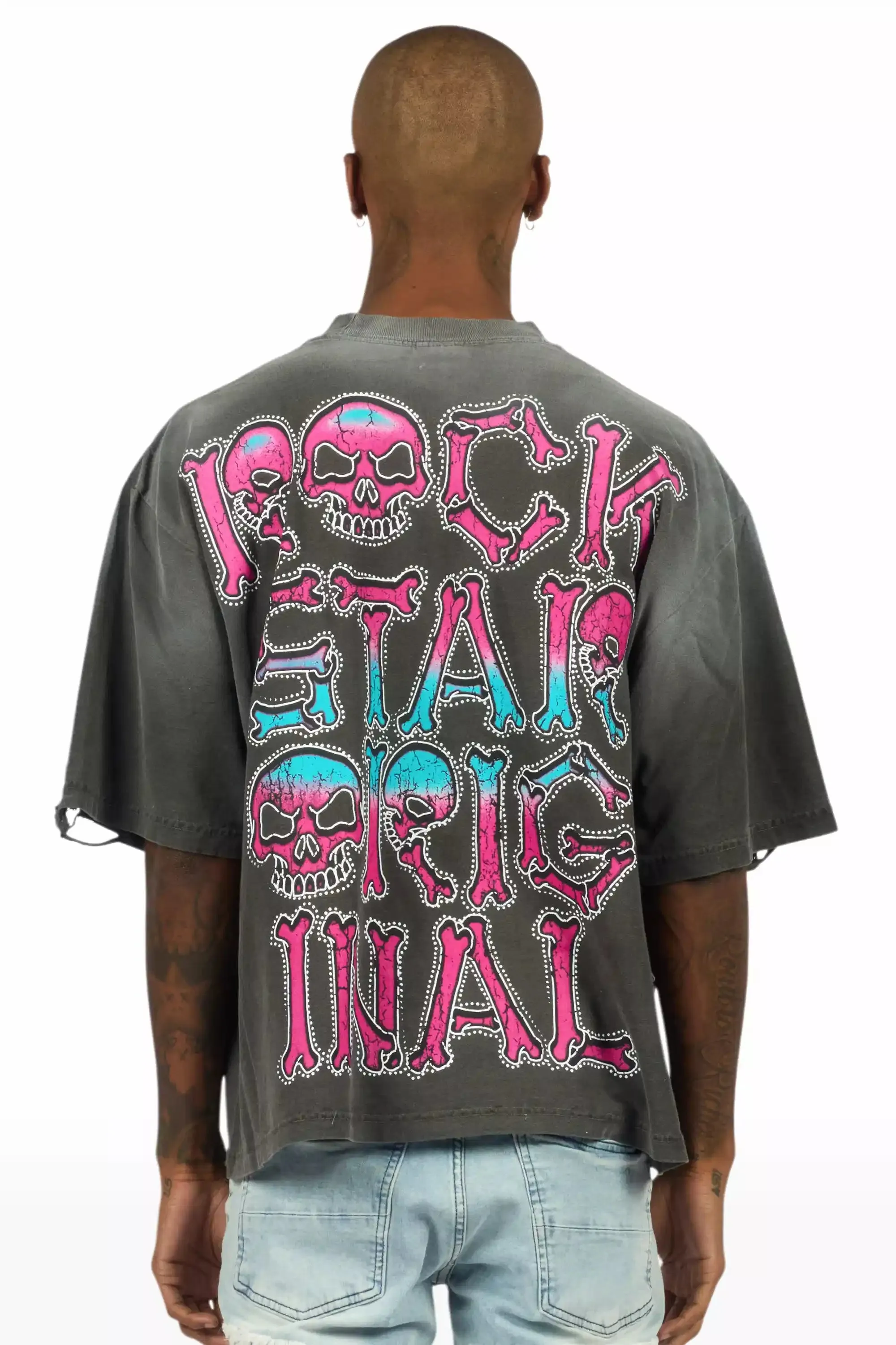 Reece Charcoal/Multi Oversized Graphic T-Shirt sold by Rockstar Original product image thumbnail 5