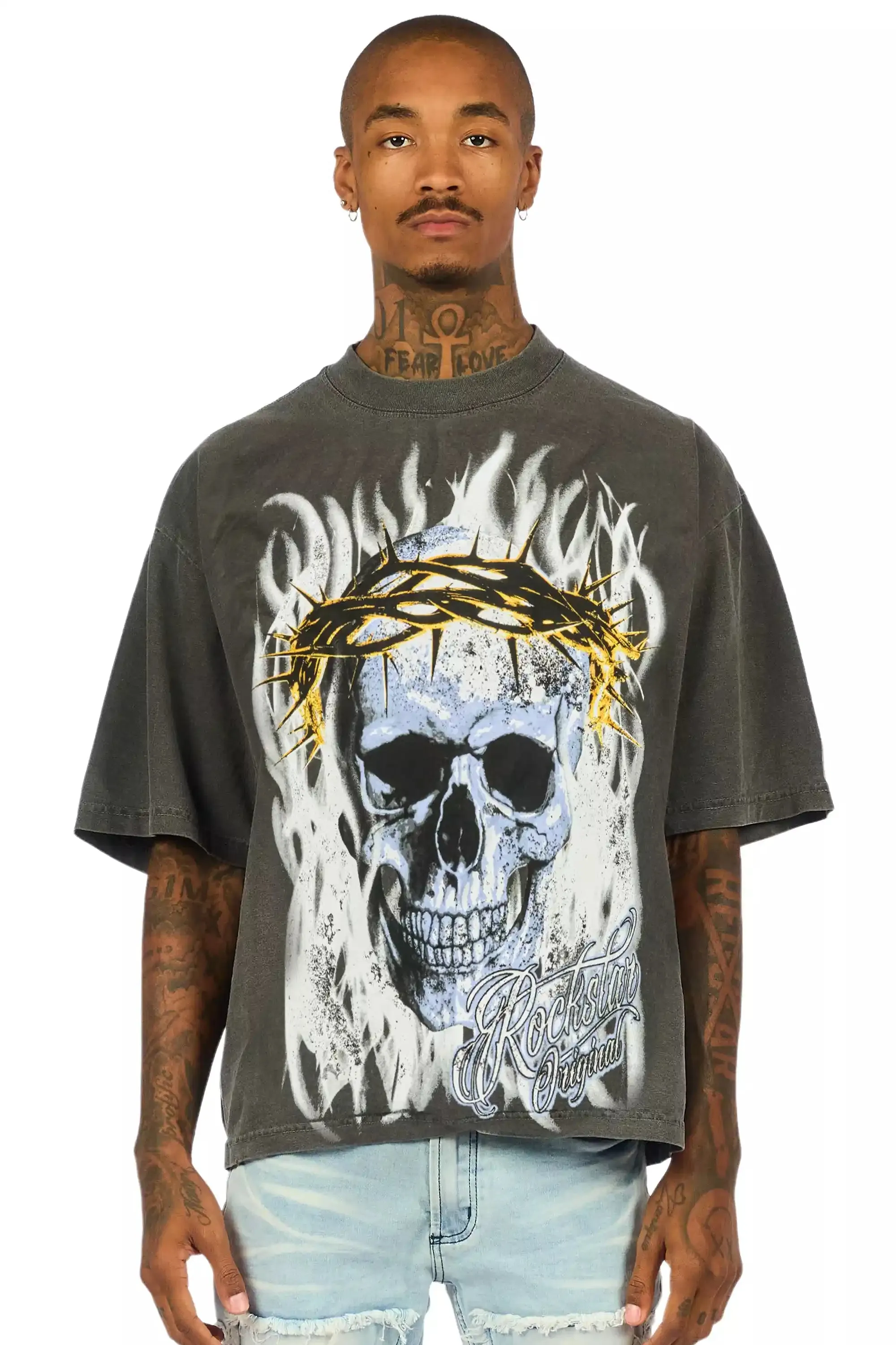 Blaise Charcoal/Multi Oversized Graphic T-Shirt sold by Rockstar Original