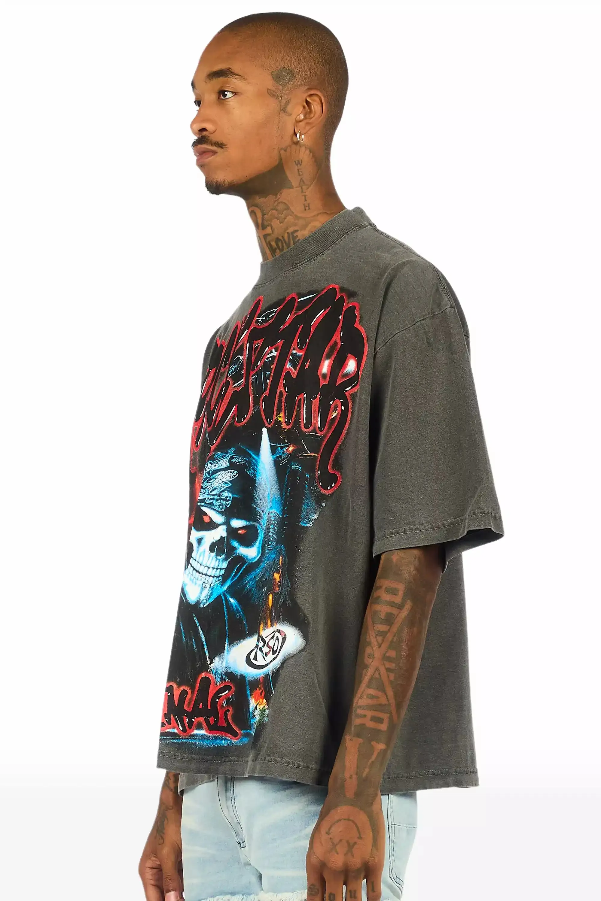 Arvyn Charcoal/Multi Oversized Graphic T-Shirt sold by Rockstar Original product image thumbnail 4