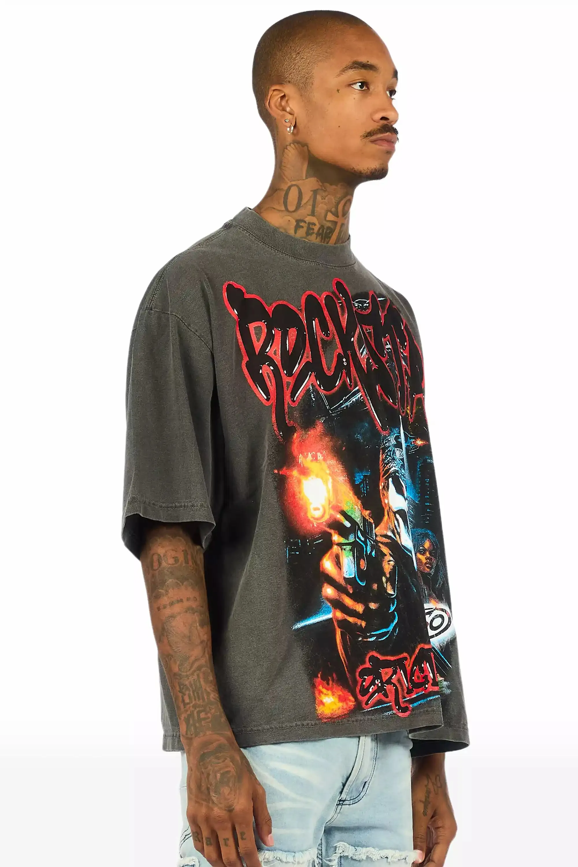 Arvyn Charcoal/Multi Oversized Graphic T-Shirt sold by Rockstar Original product image thumbnail 3