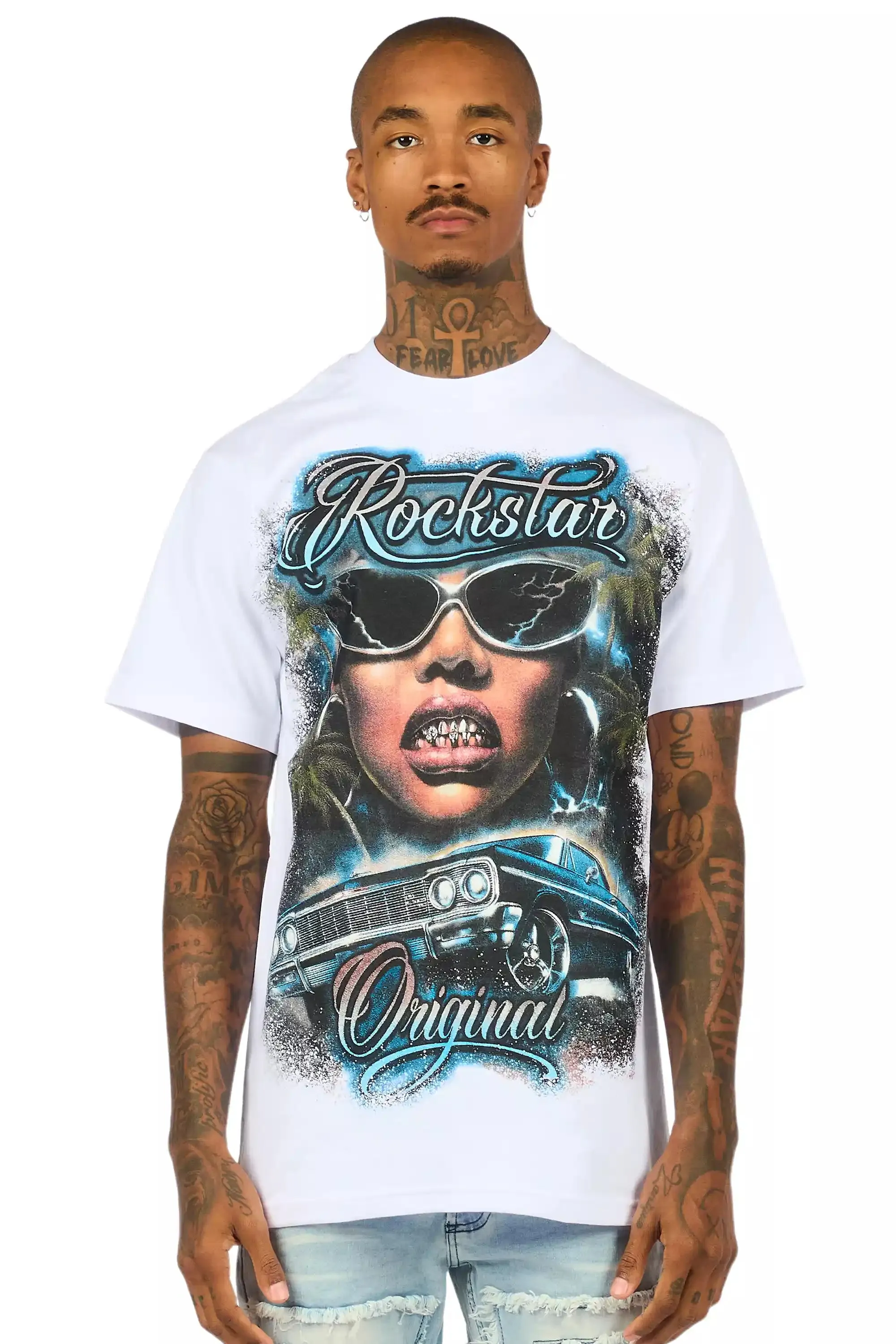 Ozair White/Multi Oversized Graphic T-Shirt sold by Rockstar Original