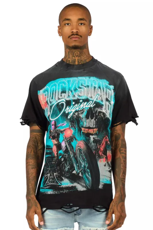Trezion Black/Multi Oversized Graphic T-Shirt sold by Rockstar Original