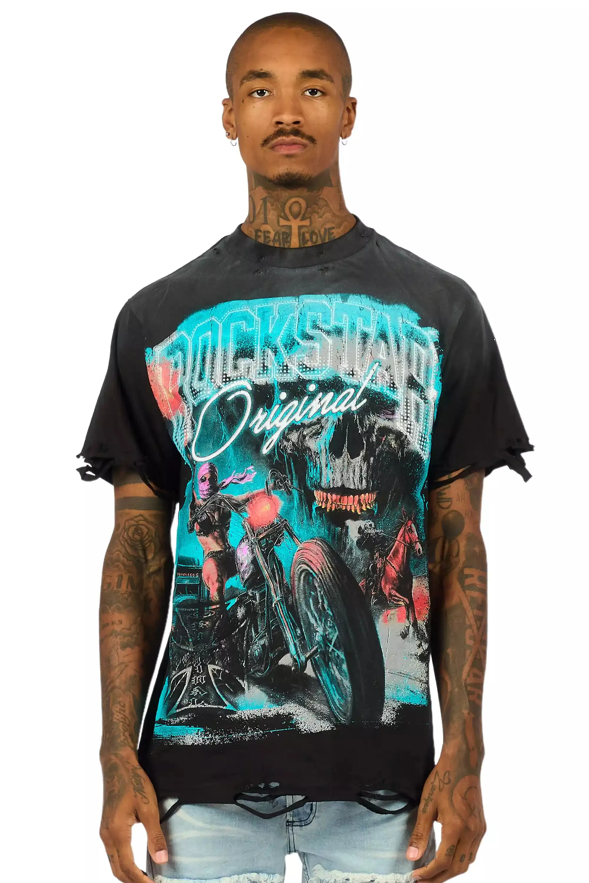 Trezion Black/Multi Oversized Graphic T-Shirt sold by Rockstar Original