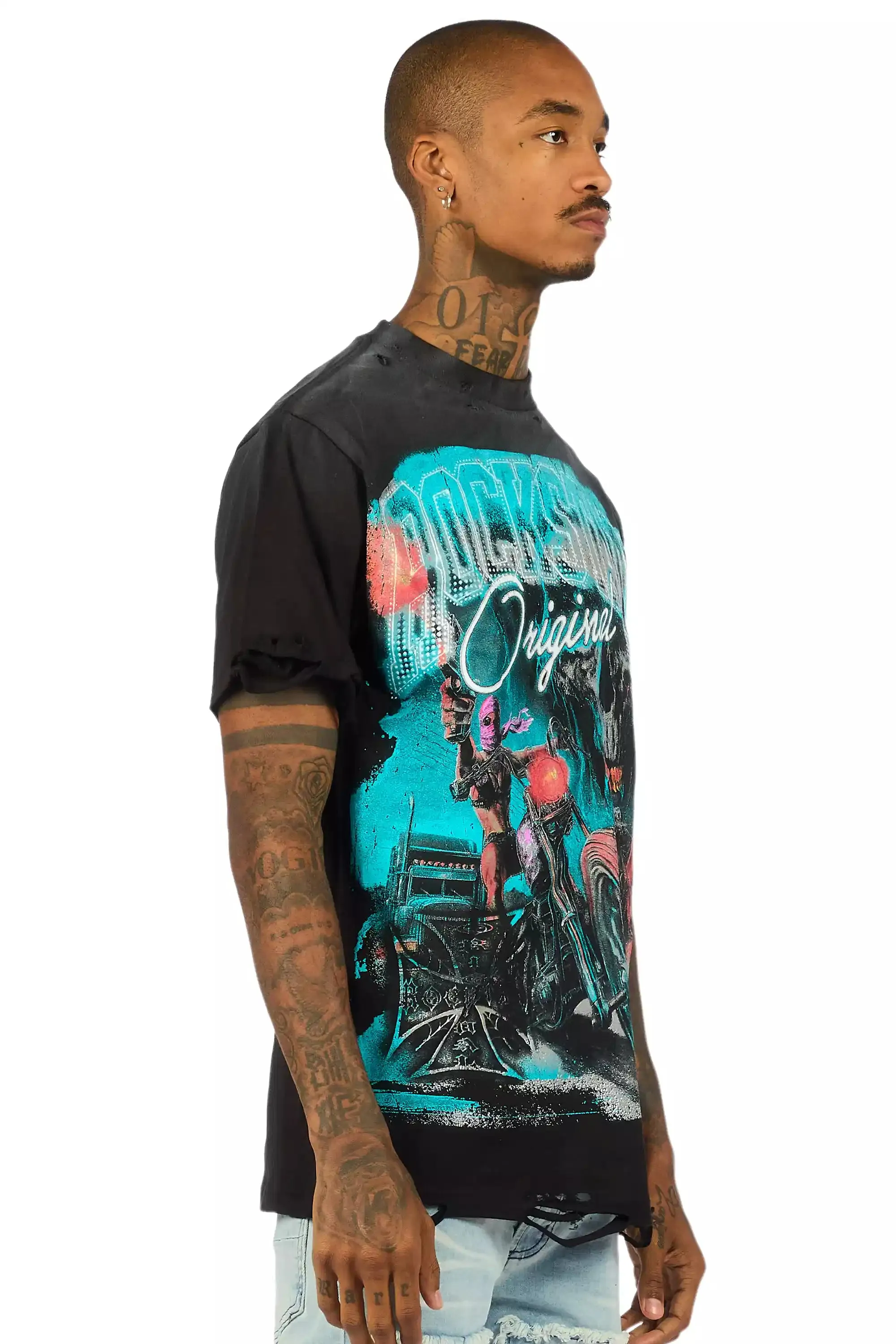Trezion Black/Multi Oversized Graphic T-Shirt sold by Rockstar Original product image thumbnail 3