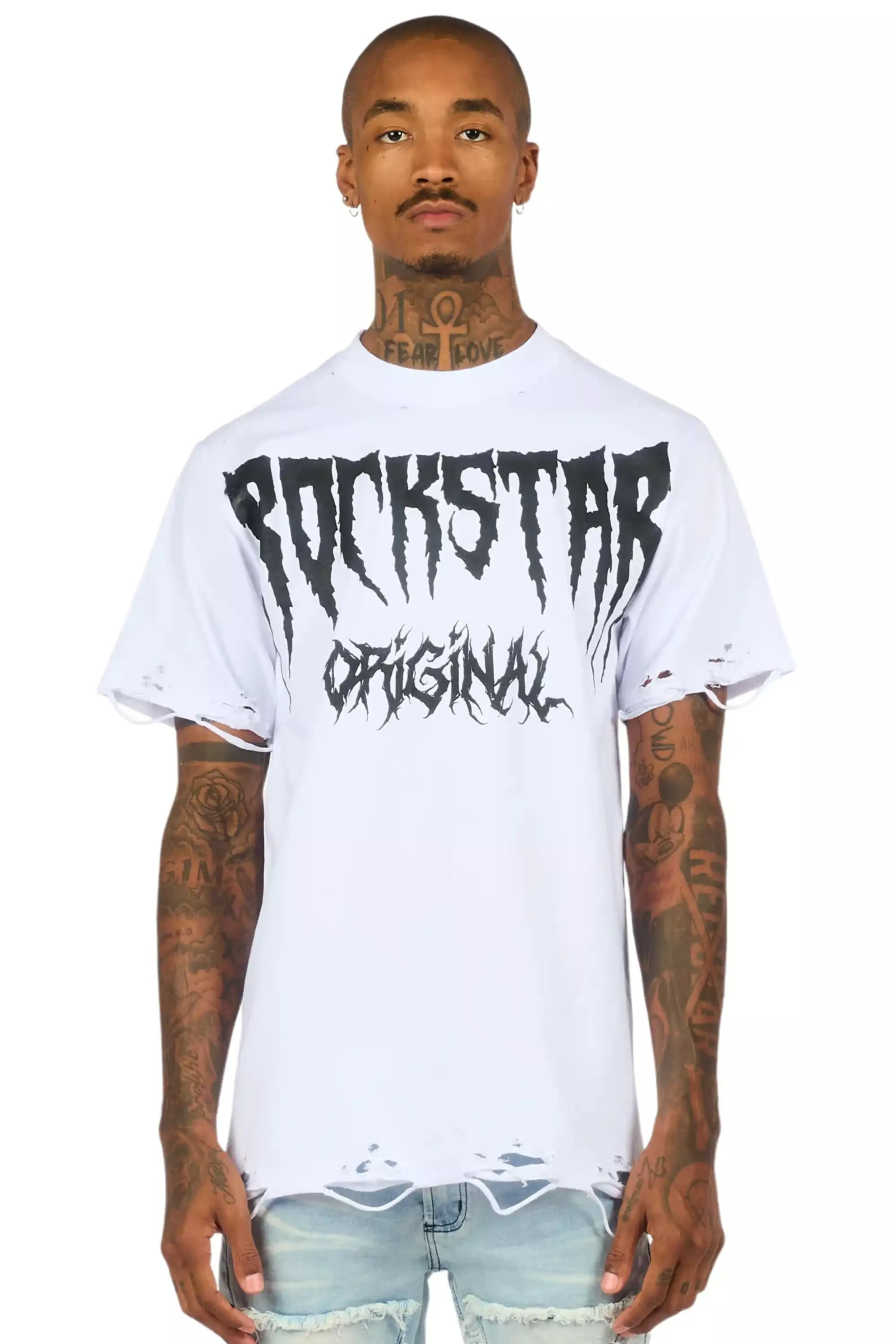 Andros White/Black Oversized Graphic T-Shirt sold by Rockstar Original