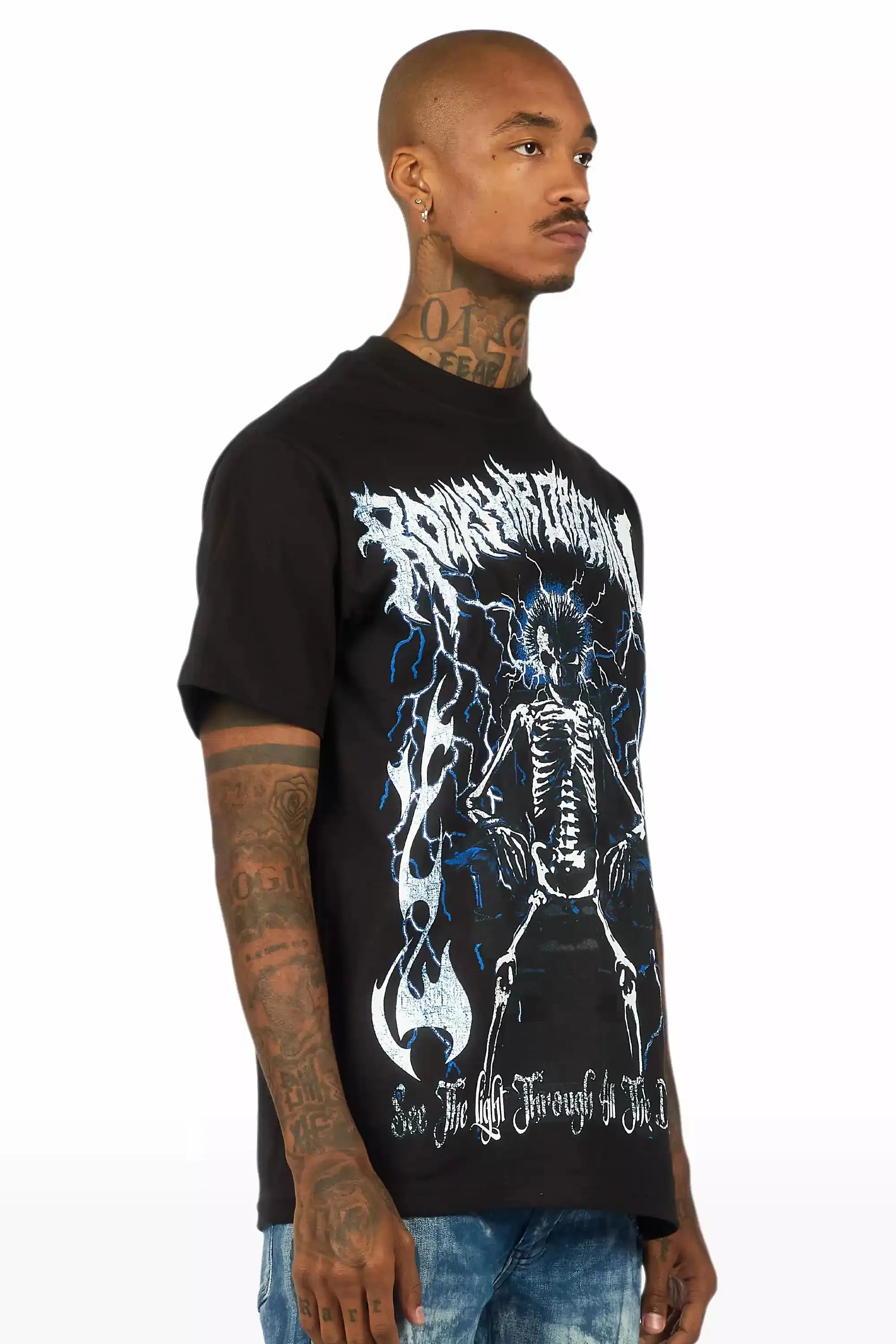 Deathrow Black Oversized Graphic T-Shirt sold by Rockstar Original product image thumbnail 3
