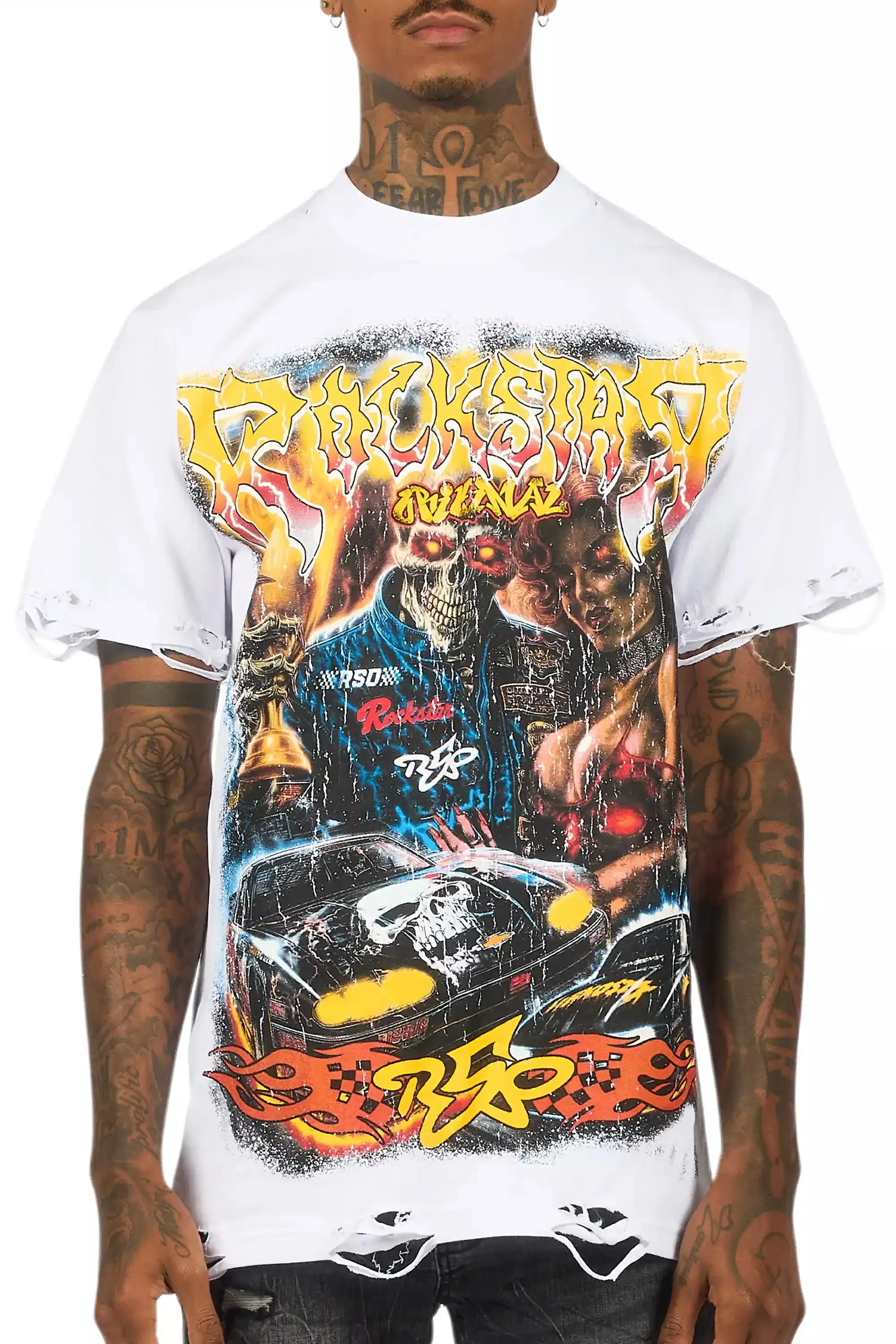 Daxton White/Multi Oversized Graphic T-Shirt sold by Rockstar Original product image thumbnail 5