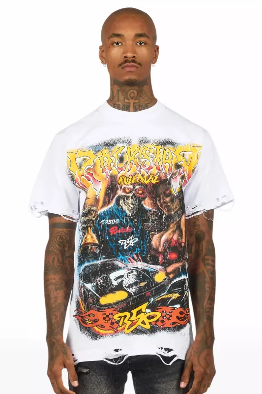 Daxton White/Multi Oversized Graphic T-Shirt sold by Rockstar Original