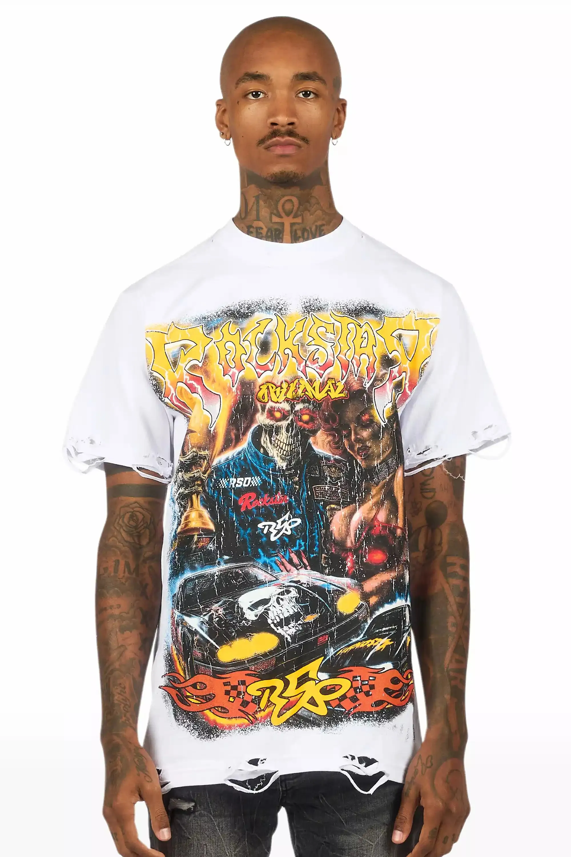 Daxton White/Multi Oversized Graphic T-Shirt sold by Rockstar Original