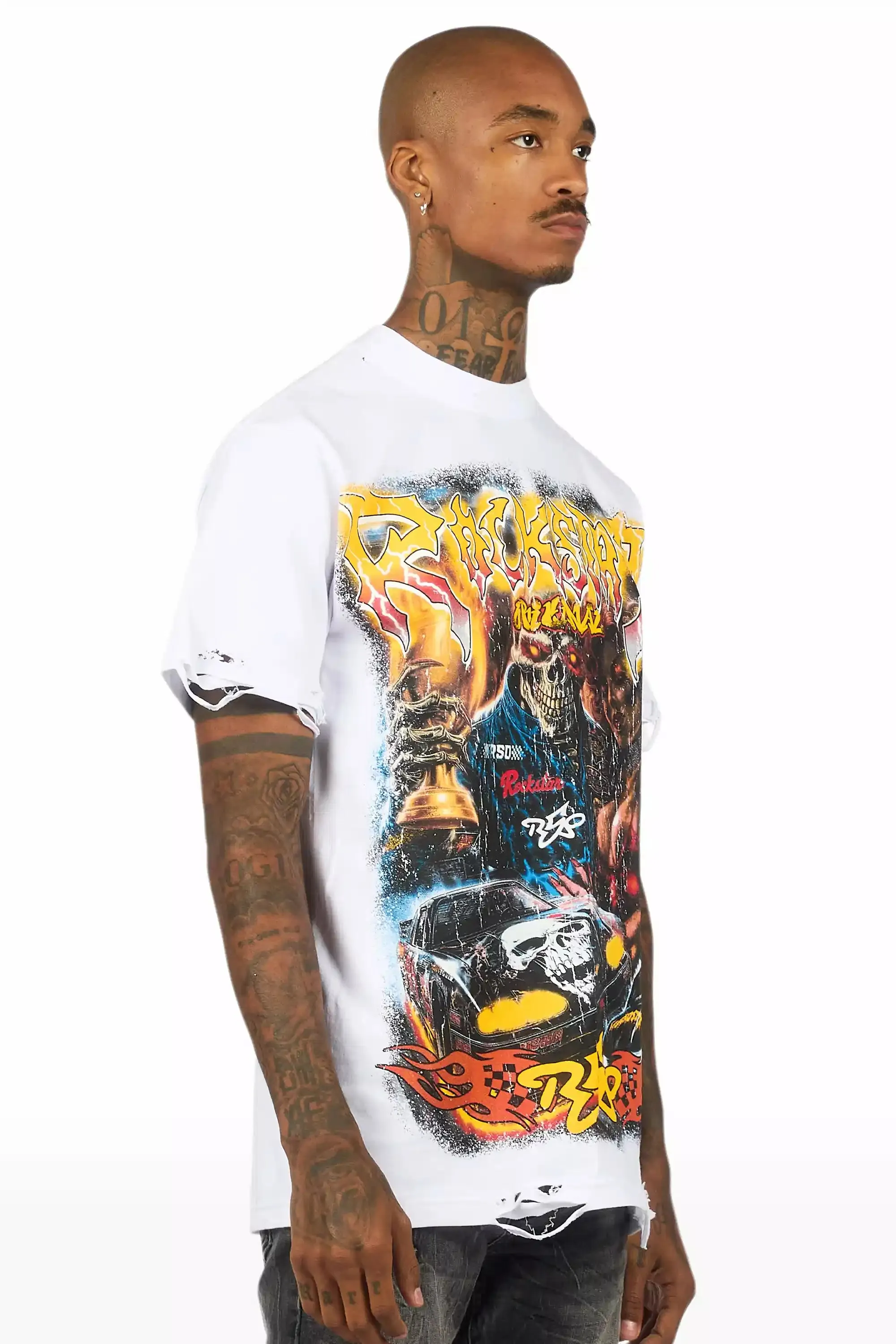 Daxton White/Multi Oversized Graphic T-Shirt sold by Rockstar Original product image thumbnail 3