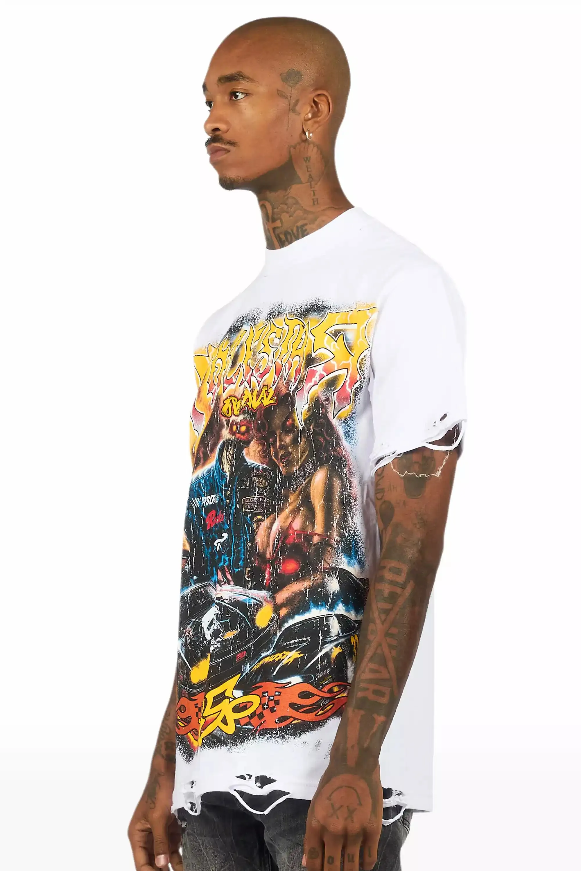 Daxton White/Multi Oversized Graphic T-Shirt sold by Rockstar Original product image thumbnail 4
