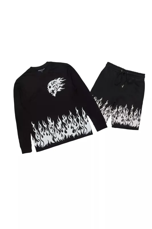 Bubble Black/White Long Sleeve T-Shirt/Short Set sold by Rockstar Original