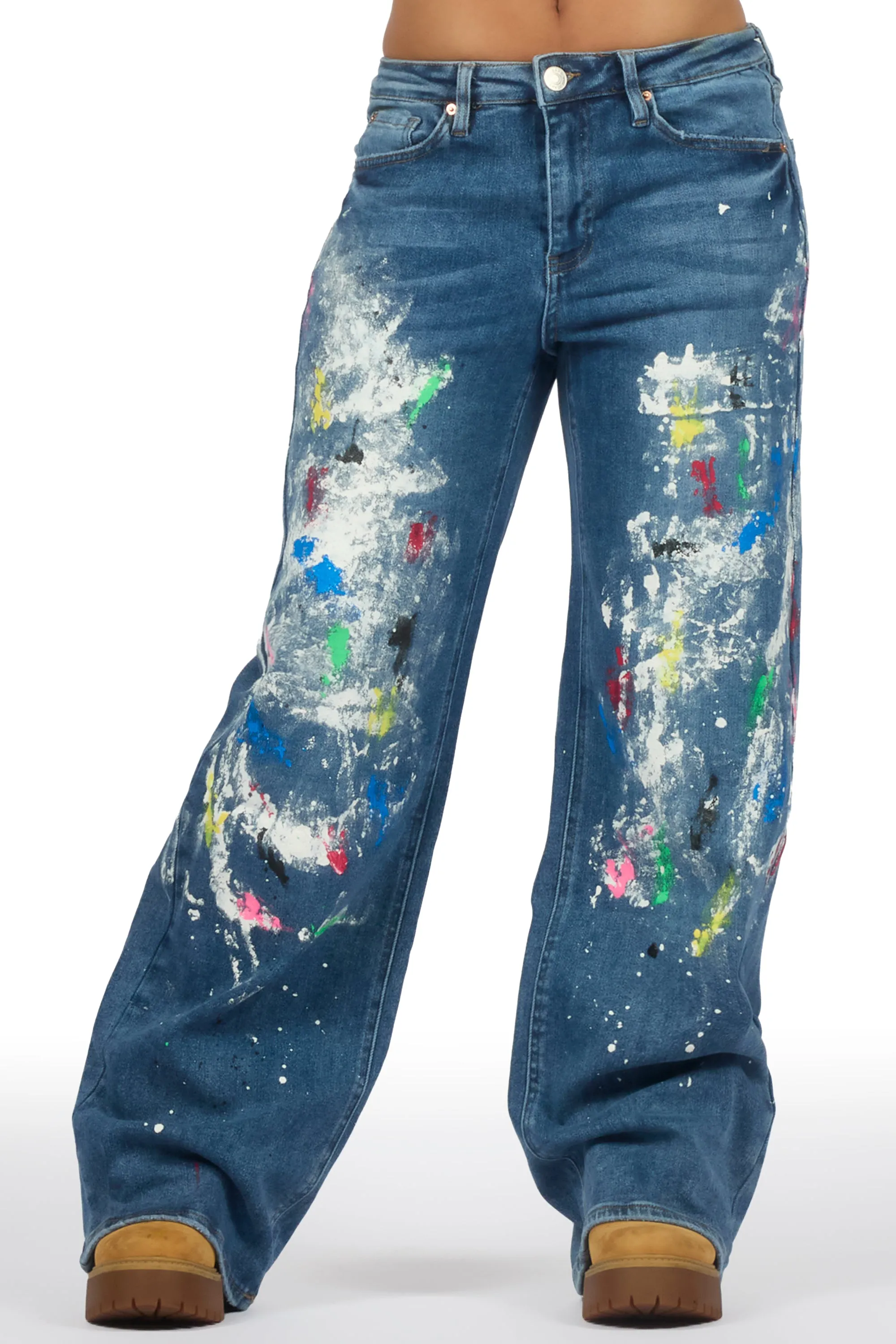 Demetria Med. Wash Painted Baggy Jean sold by Rockstar Original