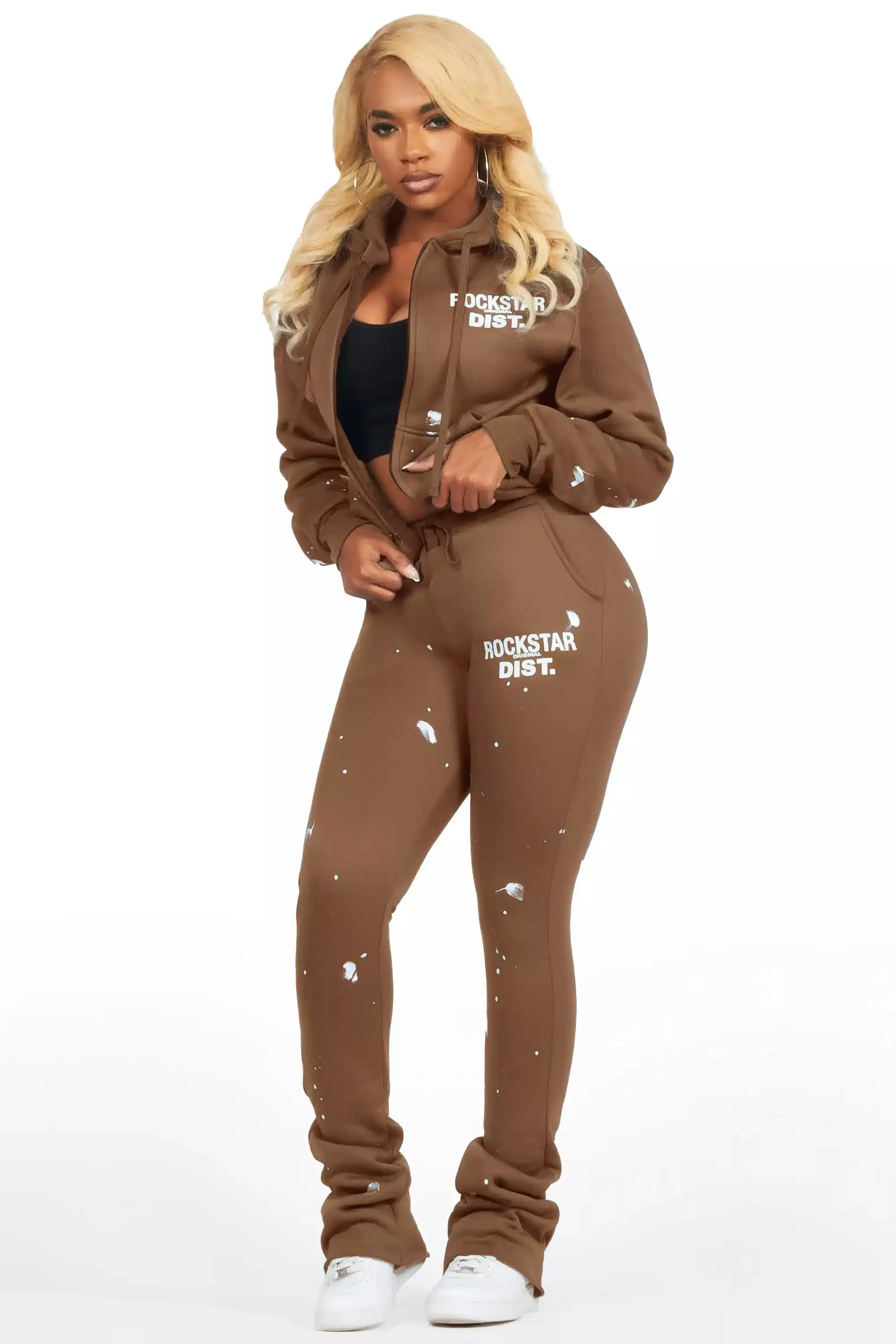 Halloway Mocha Zip Up Super Stacked Trackset sold by Rockstar Original product image thumbnail 5