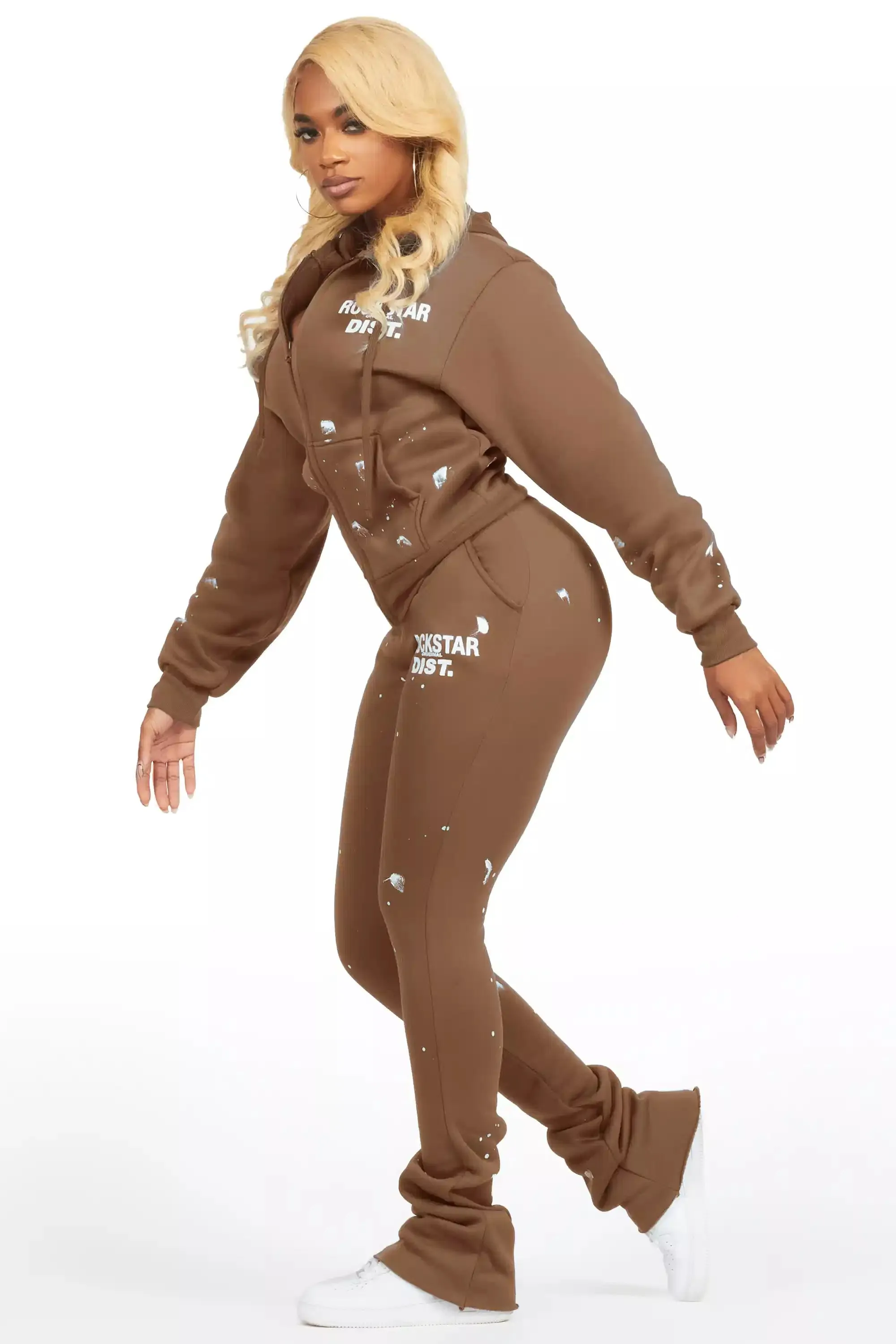Halloway Mocha Zip Up Super Stacked Trackset sold by Rockstar Original product image thumbnail 2