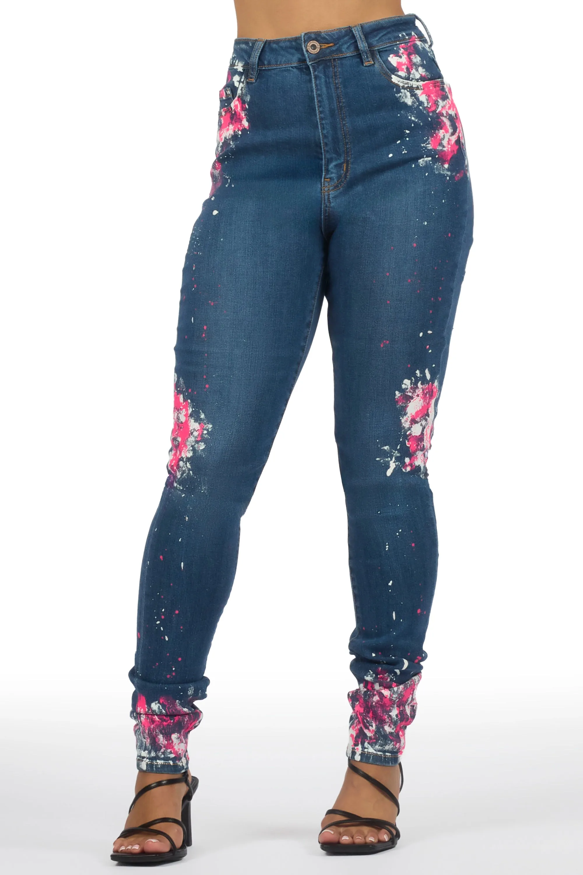 Karina Dark Wash Painted Skinny Jean sold by Rockstar Original