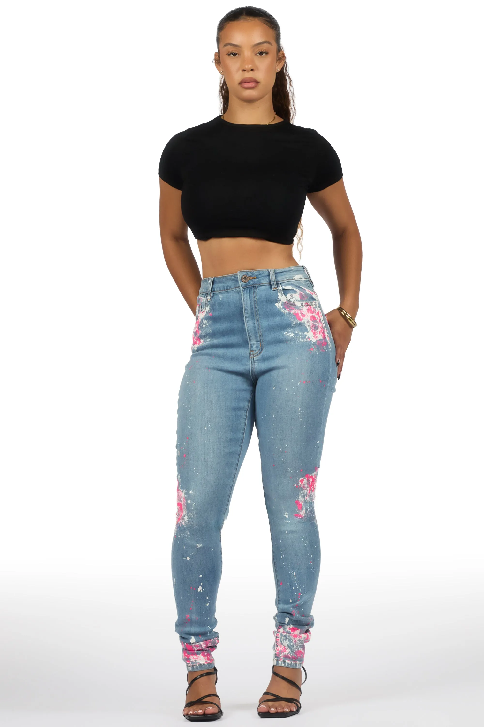 Karina Light Wash Painted Skinny Jean sold by Rockstar Original product image thumbnail 4