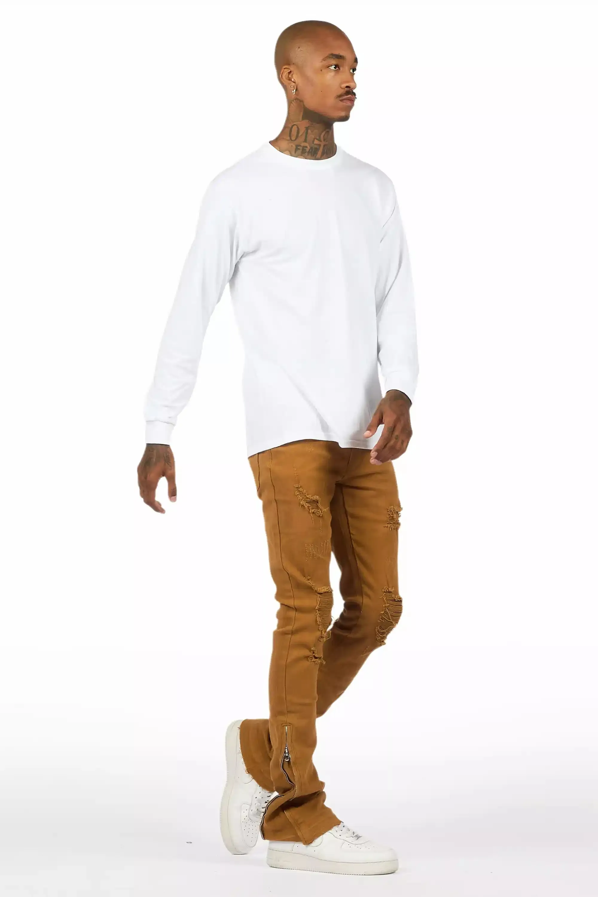 Jaymes Beige Stacked Flare Jean sold by Rockstar Original product image thumbnail 5